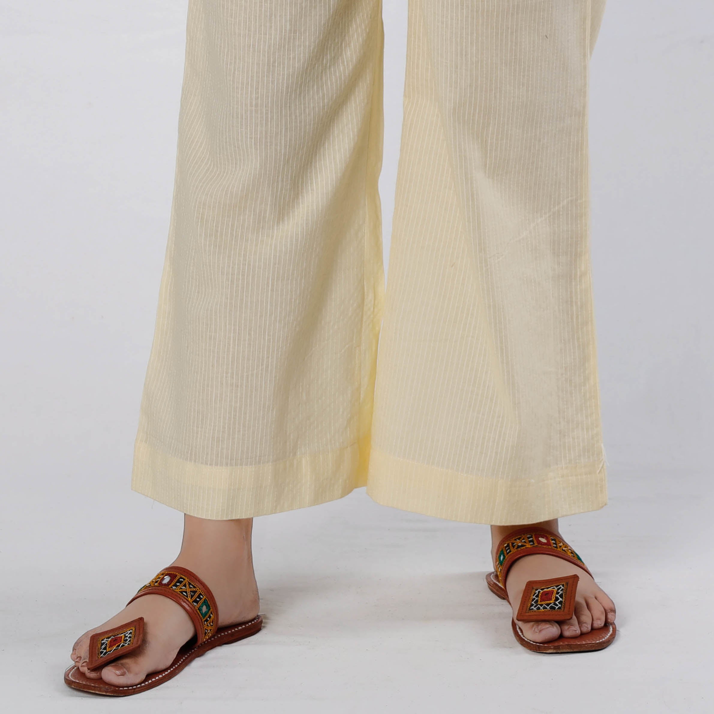 Beige - Running Stitch Cotton Palazzo by iTokri Casuals - view 2