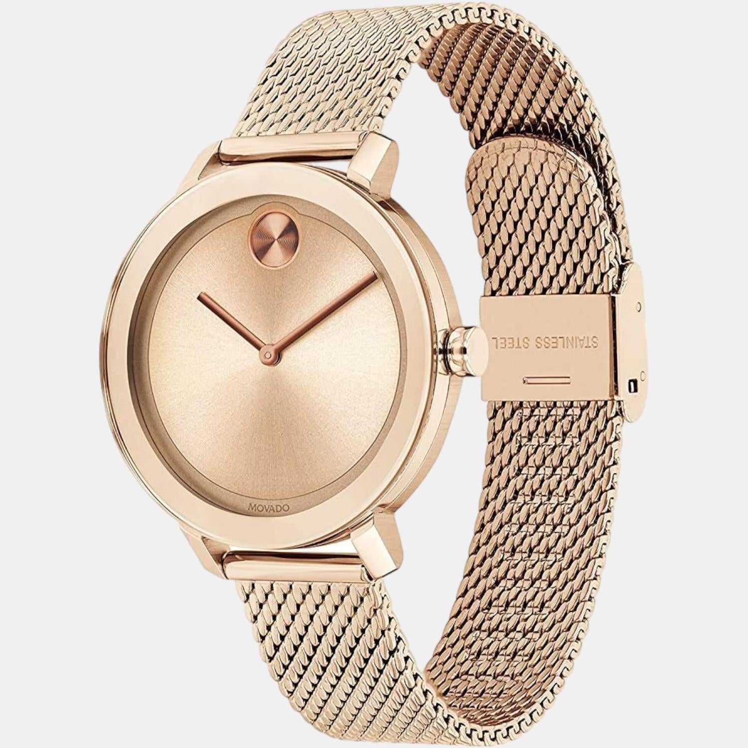 Movado Bold Women Quartz Rose Gold Dial Analog Stainless Steel Watch 3600654 - view 2