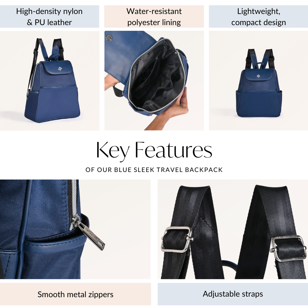 Nestasia Kaizen Small Travel Backpack Navy Blue - view 5