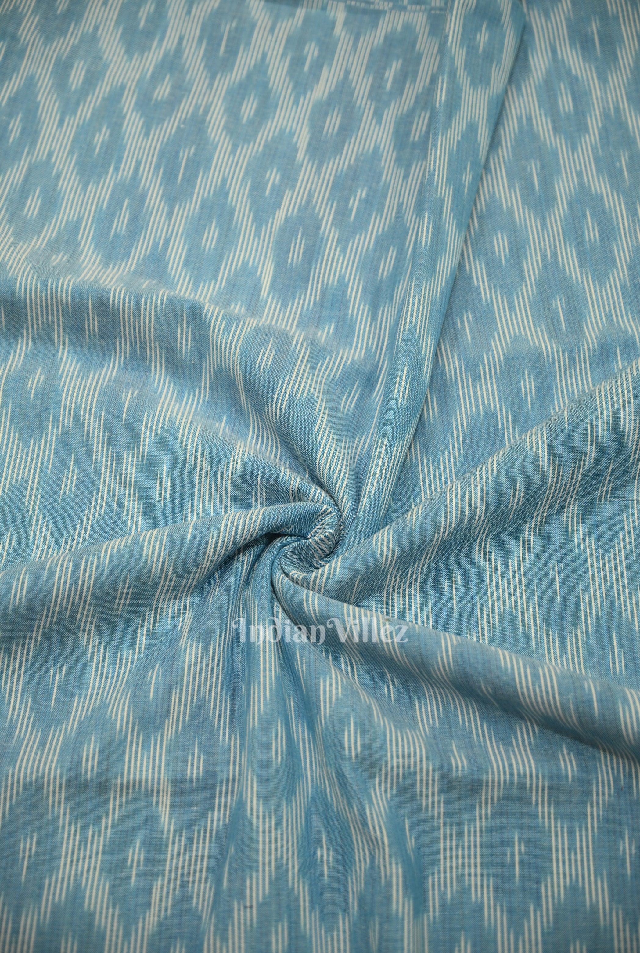 IndianVillèz Light Blue Pochampally Ikat Cotton Fabric