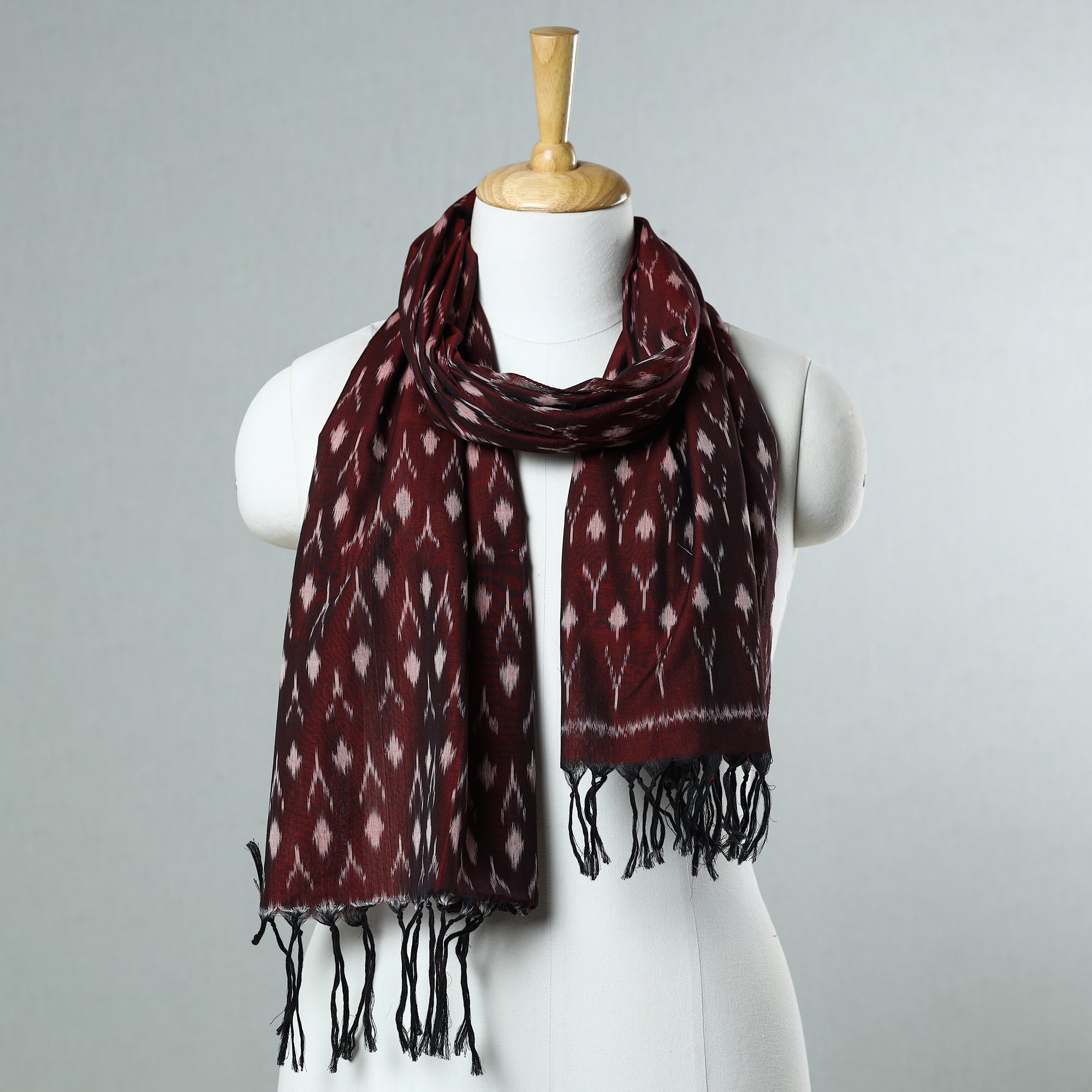 SOUTH KARGHA Brown - Handloom Mercerized Cotton Pochampally Ikat Stole 11