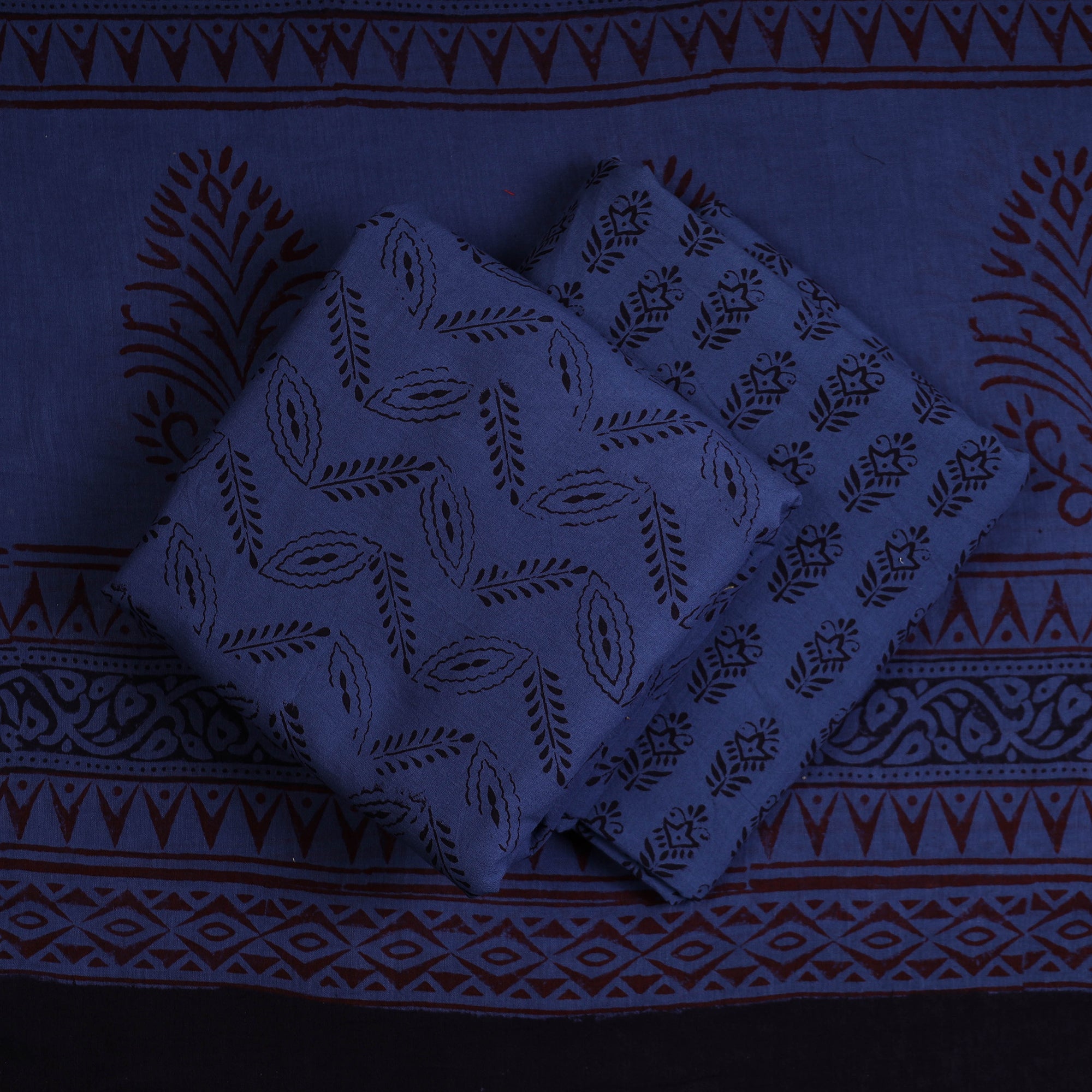 BAGH PRINTS BY YAKOOB KHATRI Blue - 3pc Natural Dyed Cotton Bagh Print Dress Material 03 - view 2
