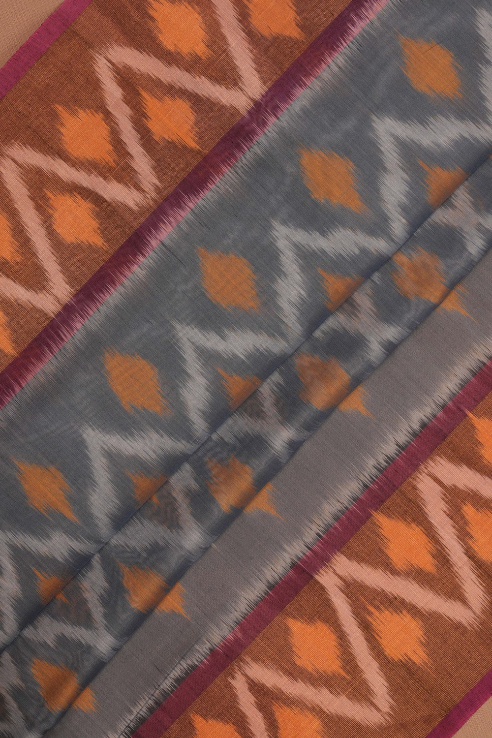 Kalanjali Ikat Cotton-Silk Grey Saree – Women's - view 2