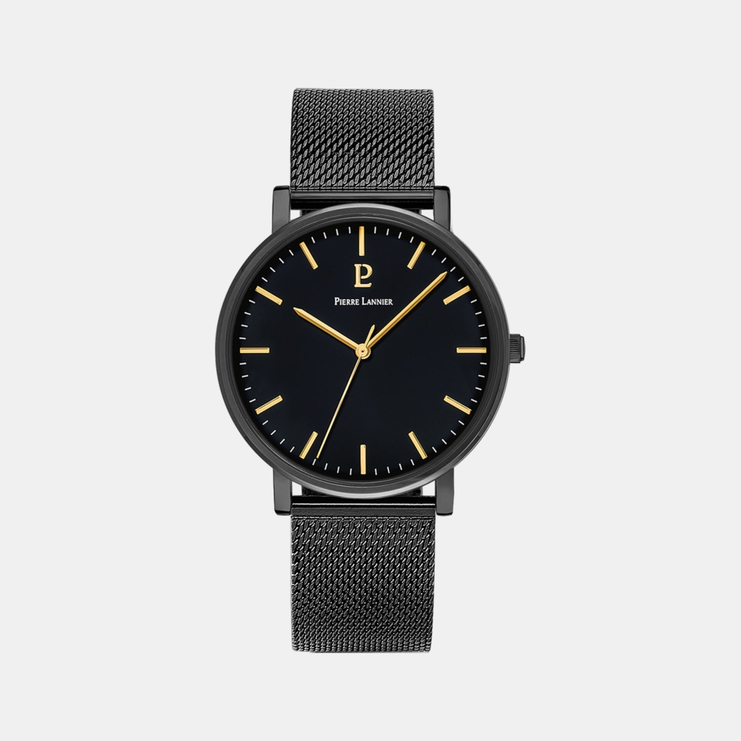 Pierre Lannier Essential Men Quartz Black Dial Analog Mesh Watch 218F439