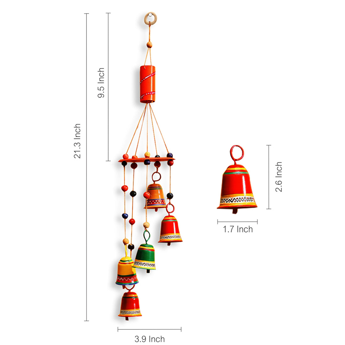 EXCLUSIVELANE 'Breezy Chiming' Handpainted Decorative Wind Chime In Metal - view 4
