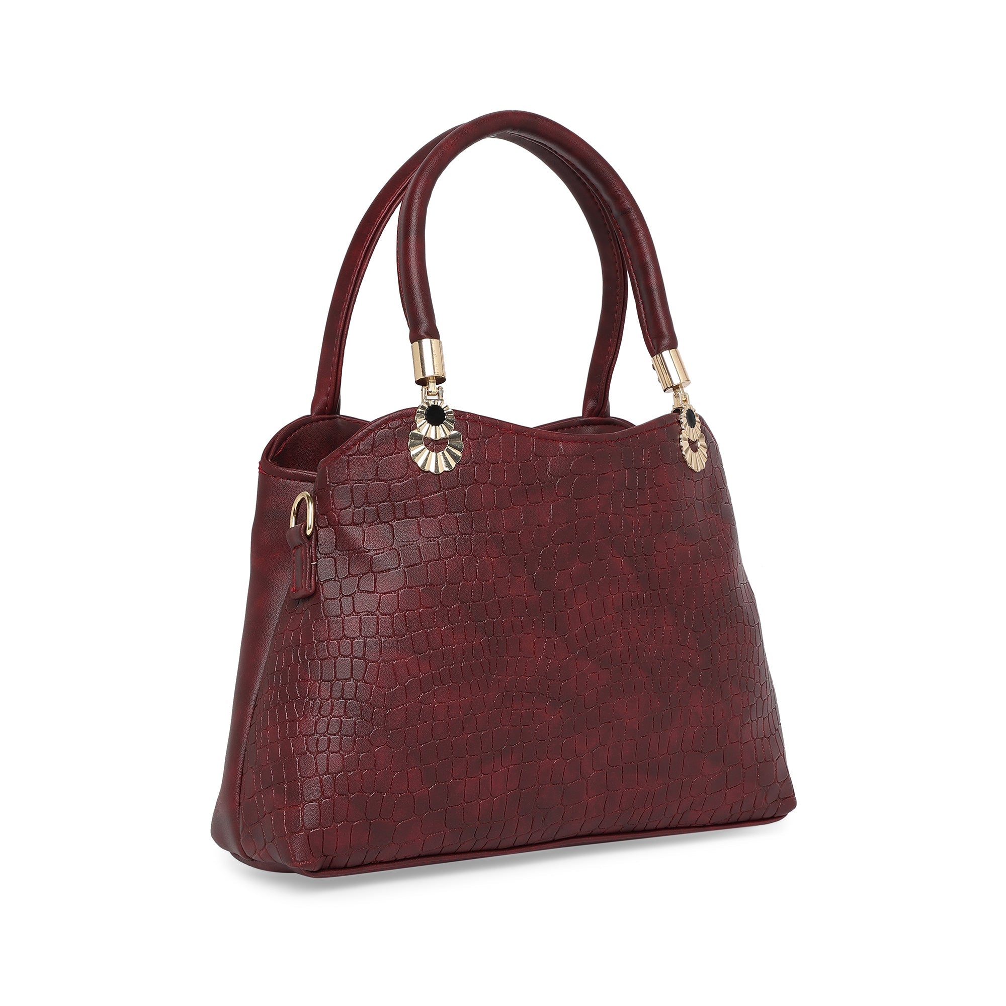 Peachmode Seller Maroon Women Vegan Leather Handbag With Belt - view 2