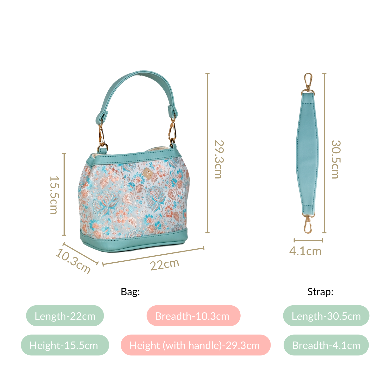 Nestasia Eden Bucket Handbag For Women Mint - view 5
