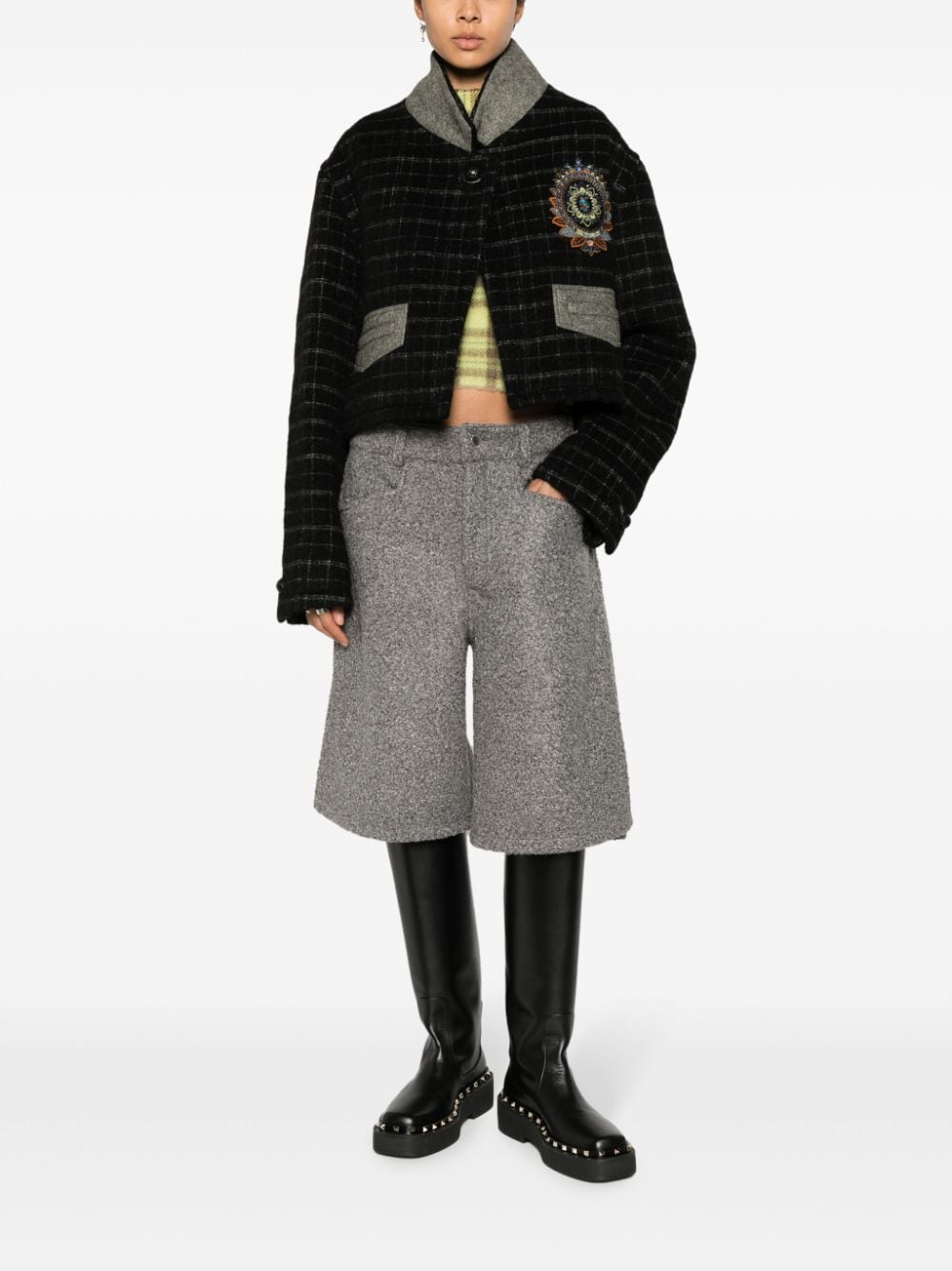 Etro Checked crop jacket - view 4