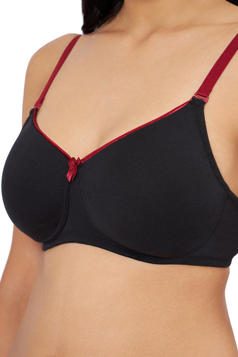 Amante Comfort Dream Padded Non-wired T-shirt Bra - Black & Henna - view 4