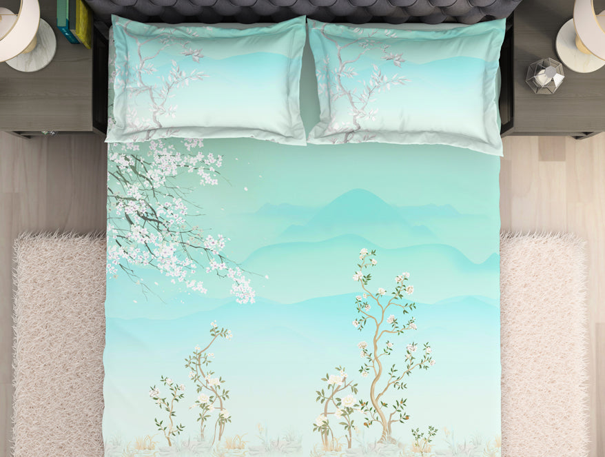 Spaces India Floral Light Blue 100% Cotton King Size Bedsheet Organic Cotton - By Spaces - view 4