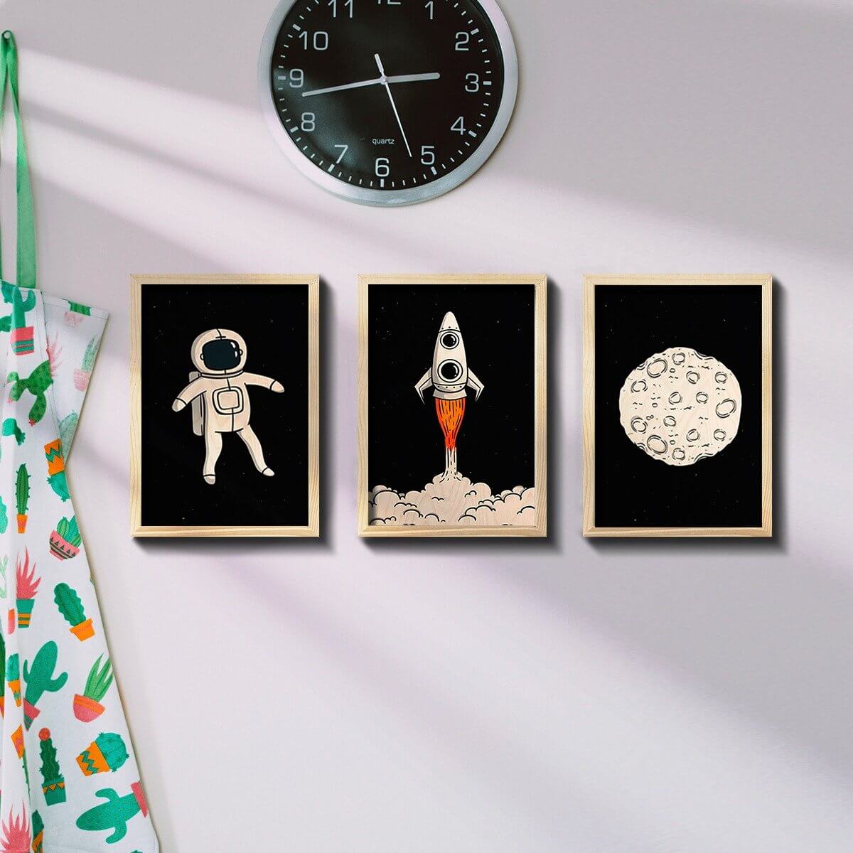 Bigsmall_cc Astronaut Wooden Wall Art - Set of 3