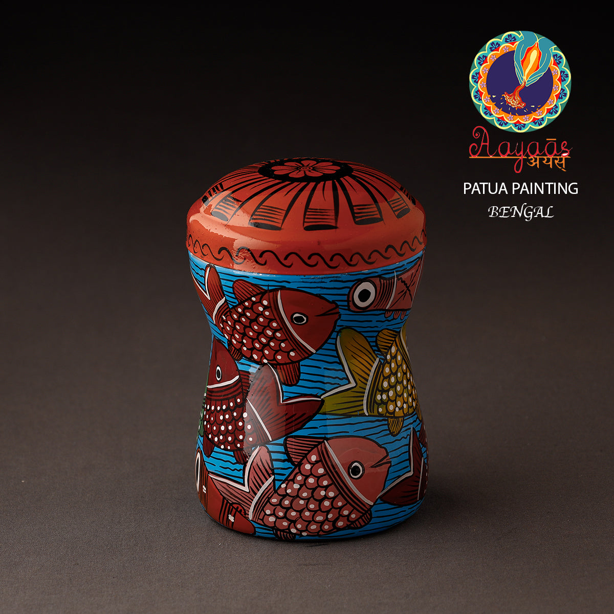 AAYAAS Bengal Patua Handpainted Stainless Steel Multi Utility Container