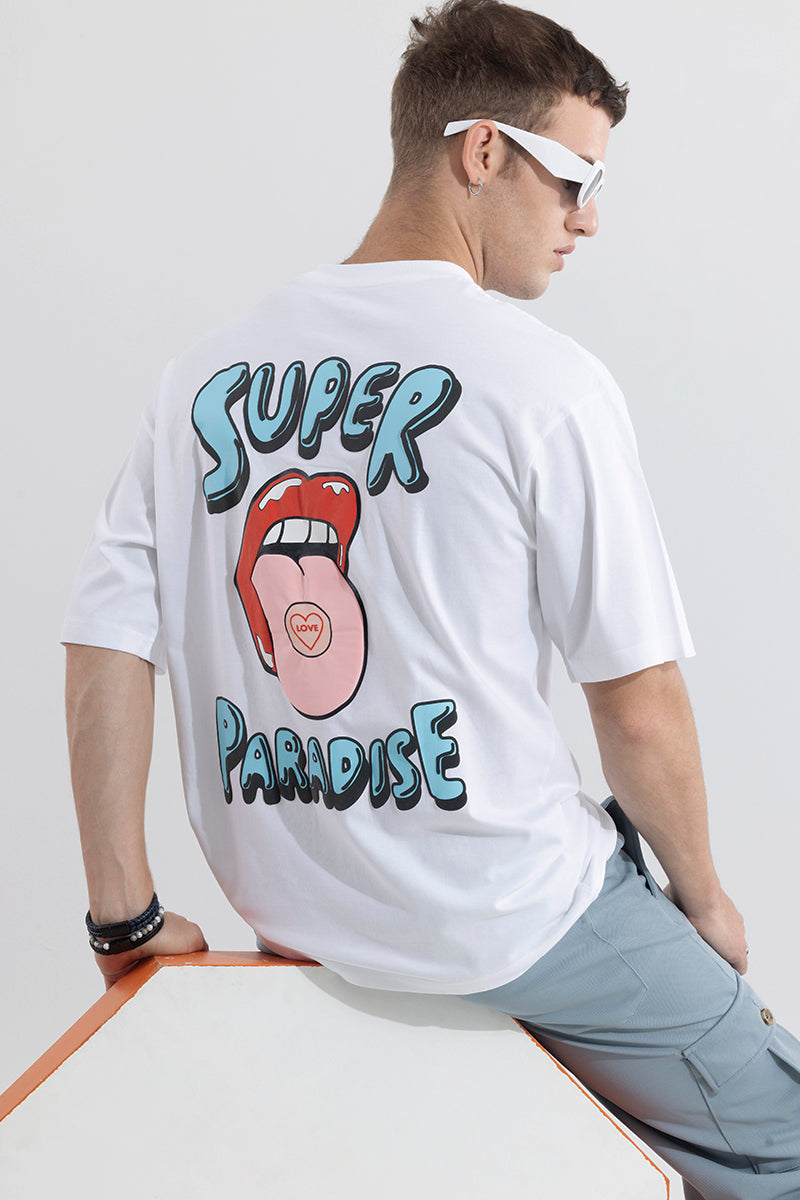 SNITCH Super Paradise White Oversized T-Shirt