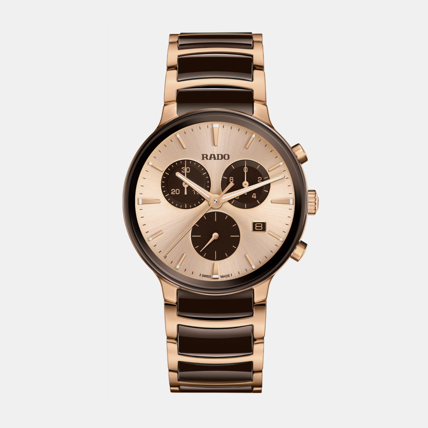 Rado Centrix Men Quartz Champagne Brown Dial Chronograph Stainless Steel Watch R30212402