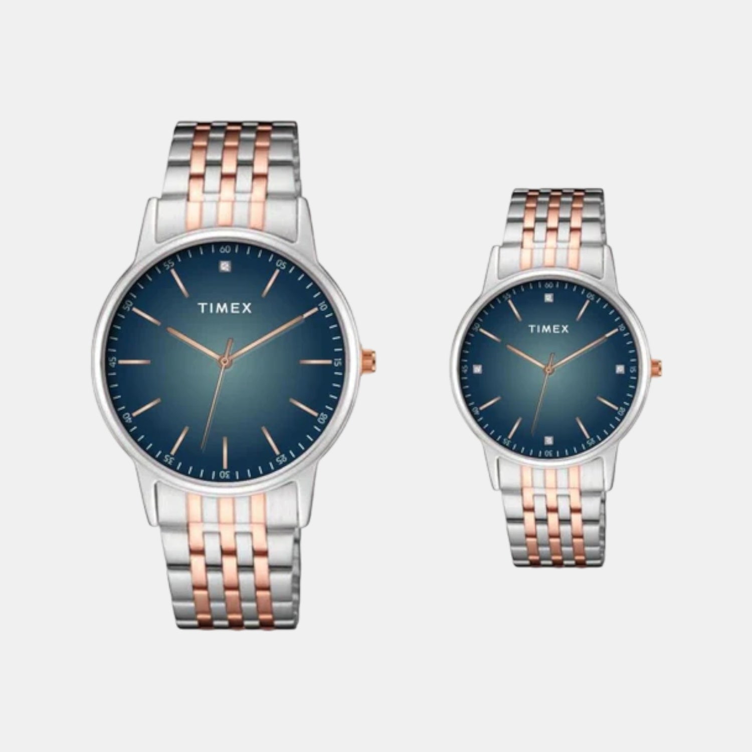 Timex Fashion Couple Quartz Blue Dial Analog Stainless Steel Watch TW00PR330