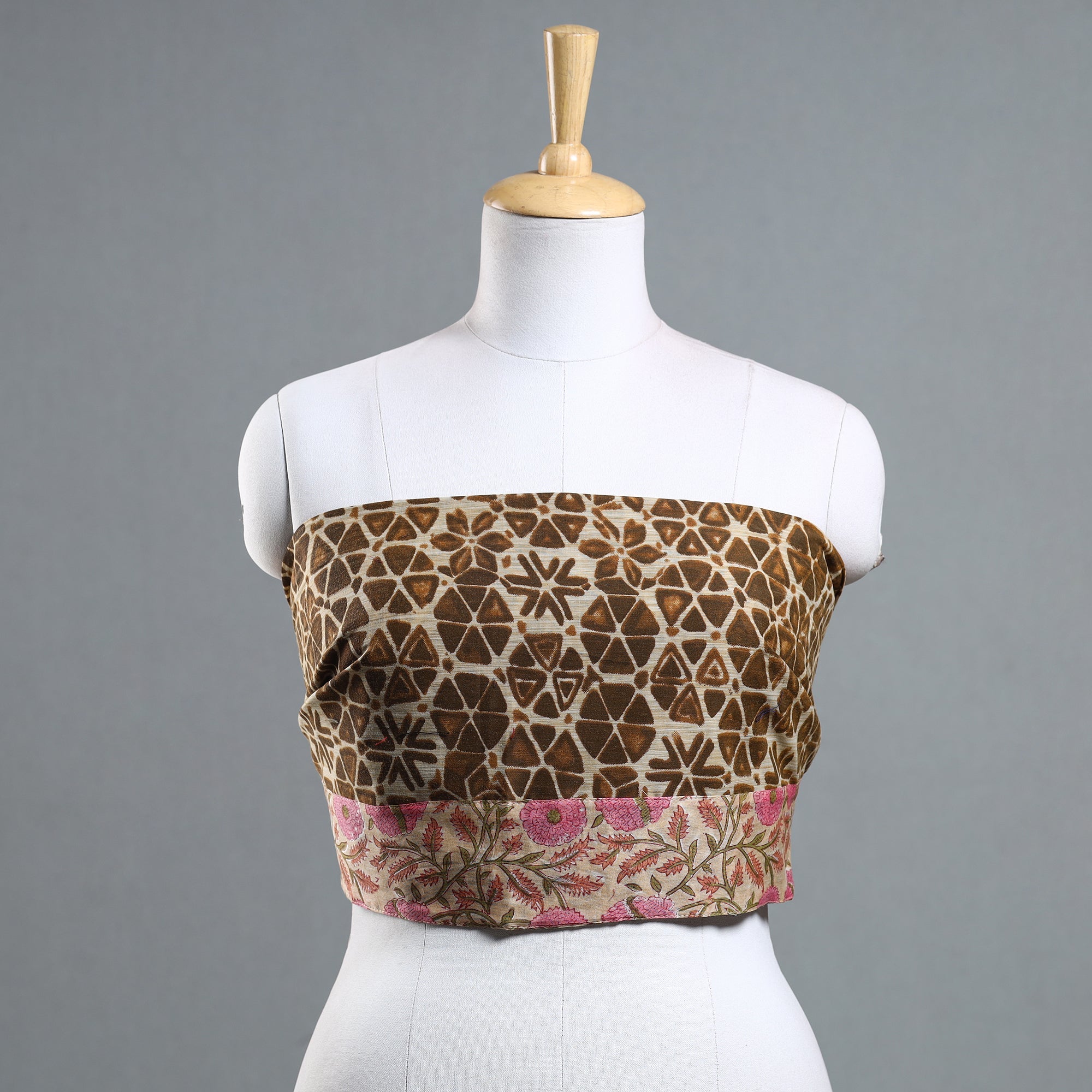 NOORI BAZAR Brown - Jaipur Printed Silk Cotton Blouse Piece