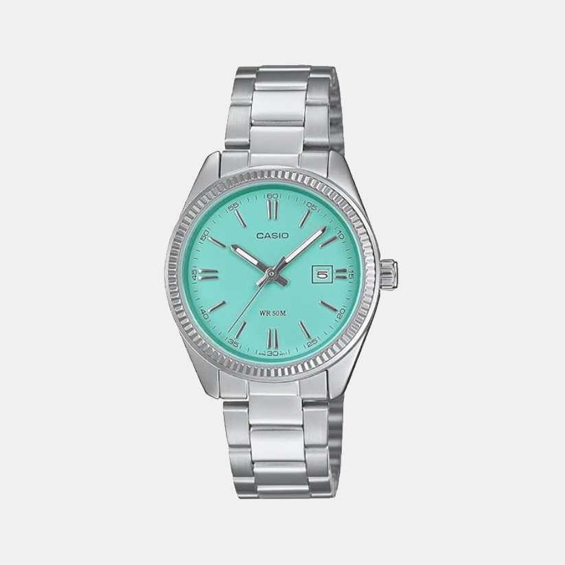 Casio Enticer Women Quartz Blue Dial Analog Stainless Steel Watch A2372