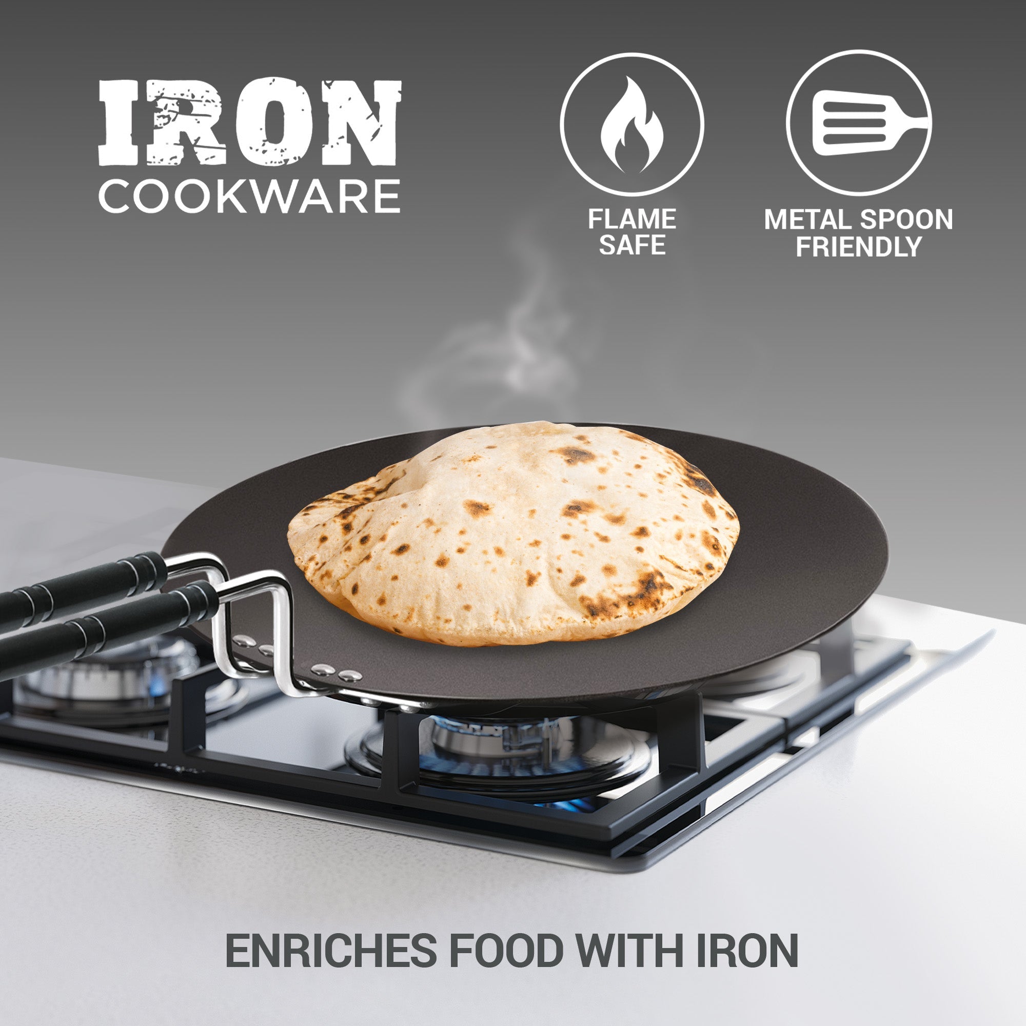 Non Stick Iron Concave Tawa (Milton Procook) – Black - view 2