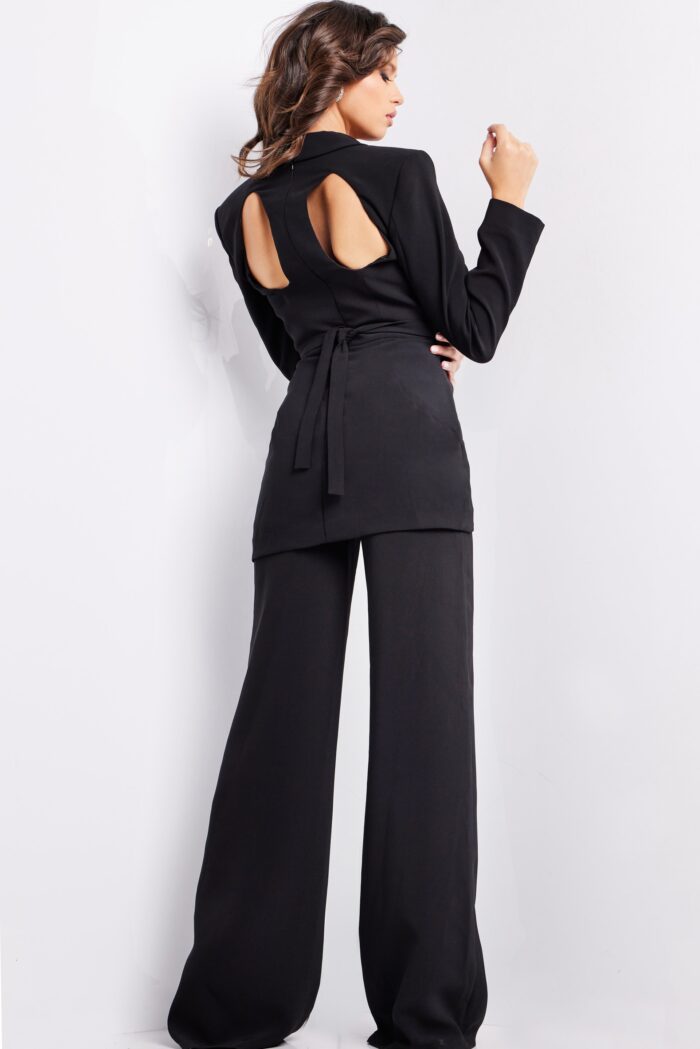 Jovani 25743 Two Piece Long Formal Pant Suit – Black - view 2