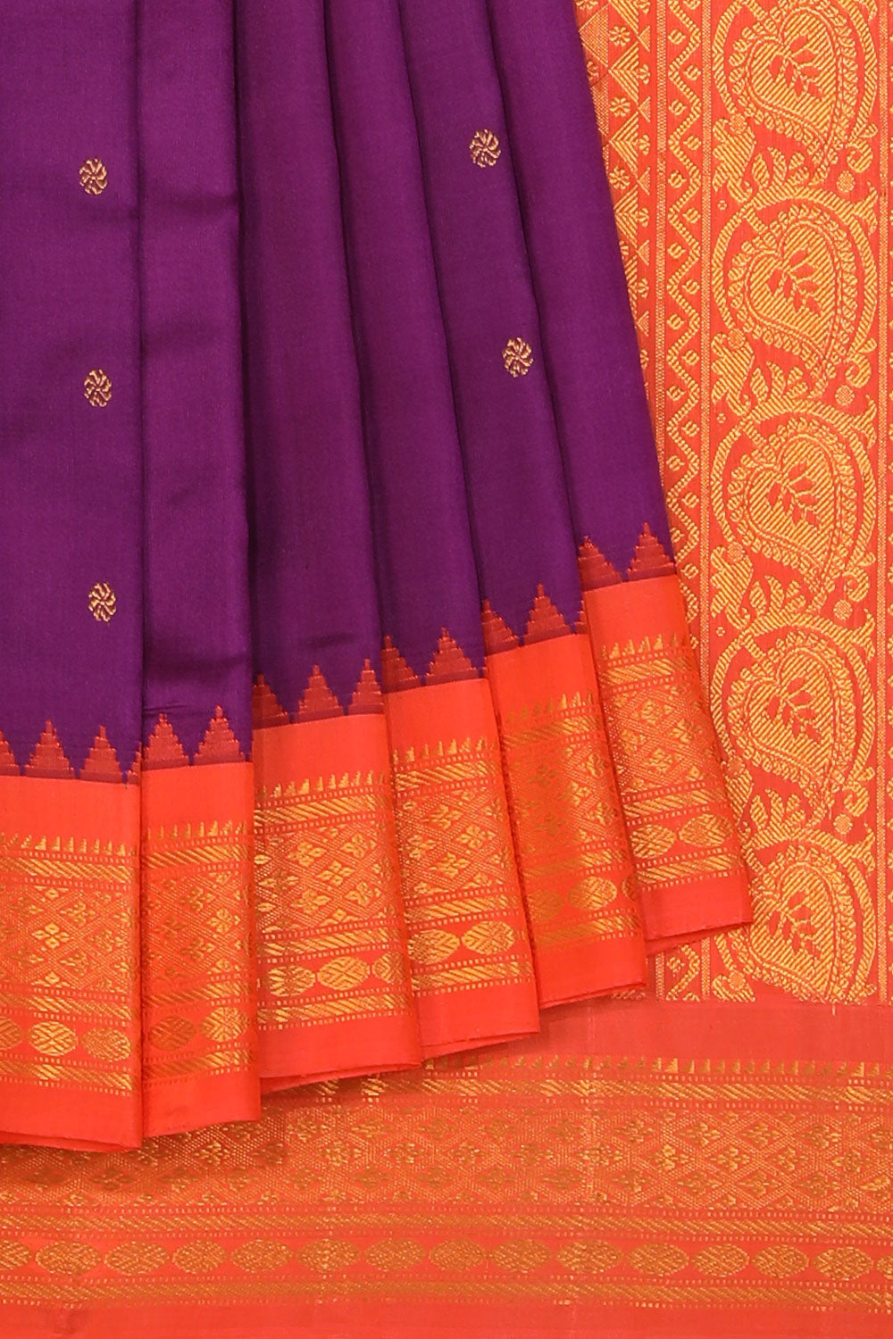 Kalanjali Gadwal Silk Violet Saree – Women's