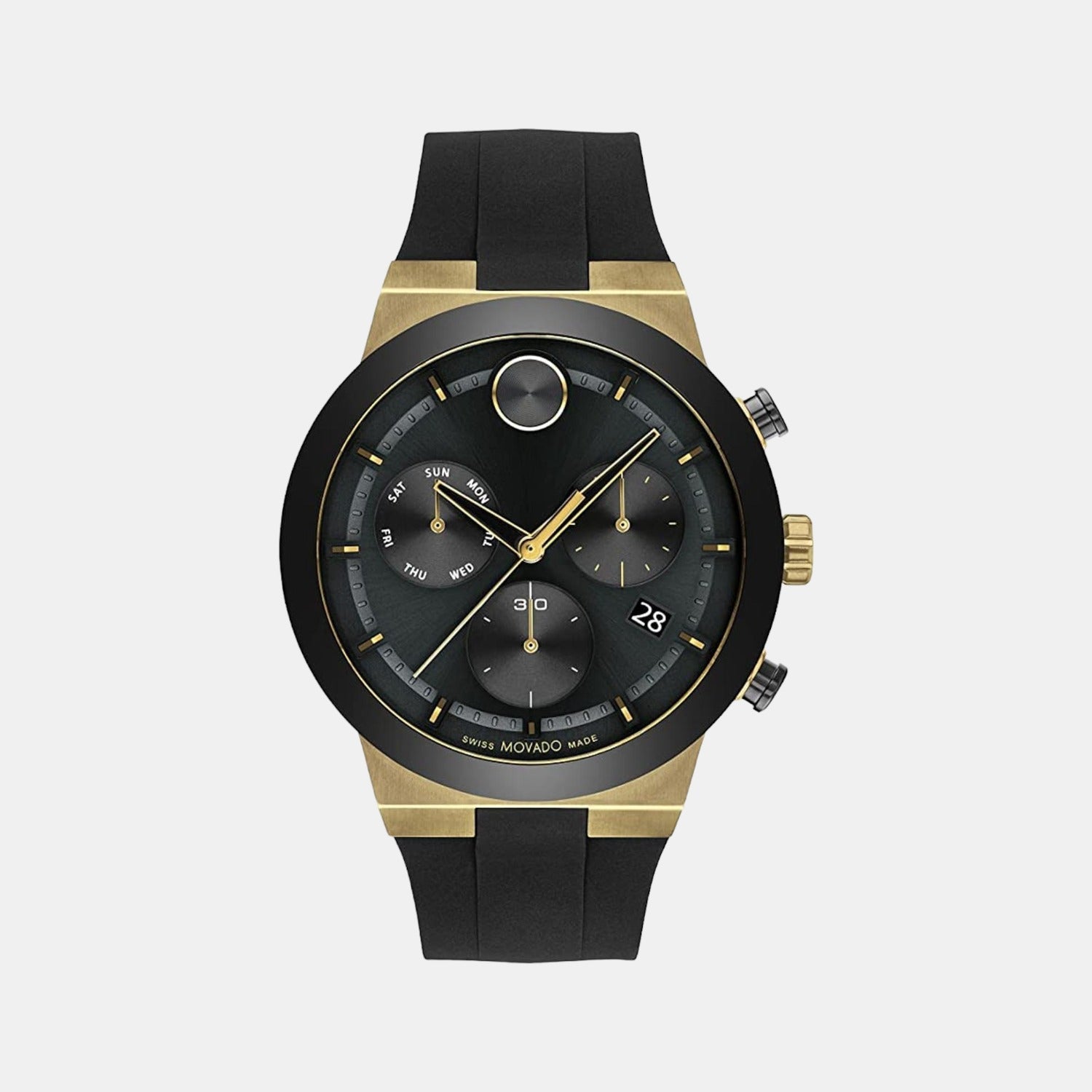 Movado Bold Fusion Men Quartz Black Dial Chronograph Silicone Watch 3600855