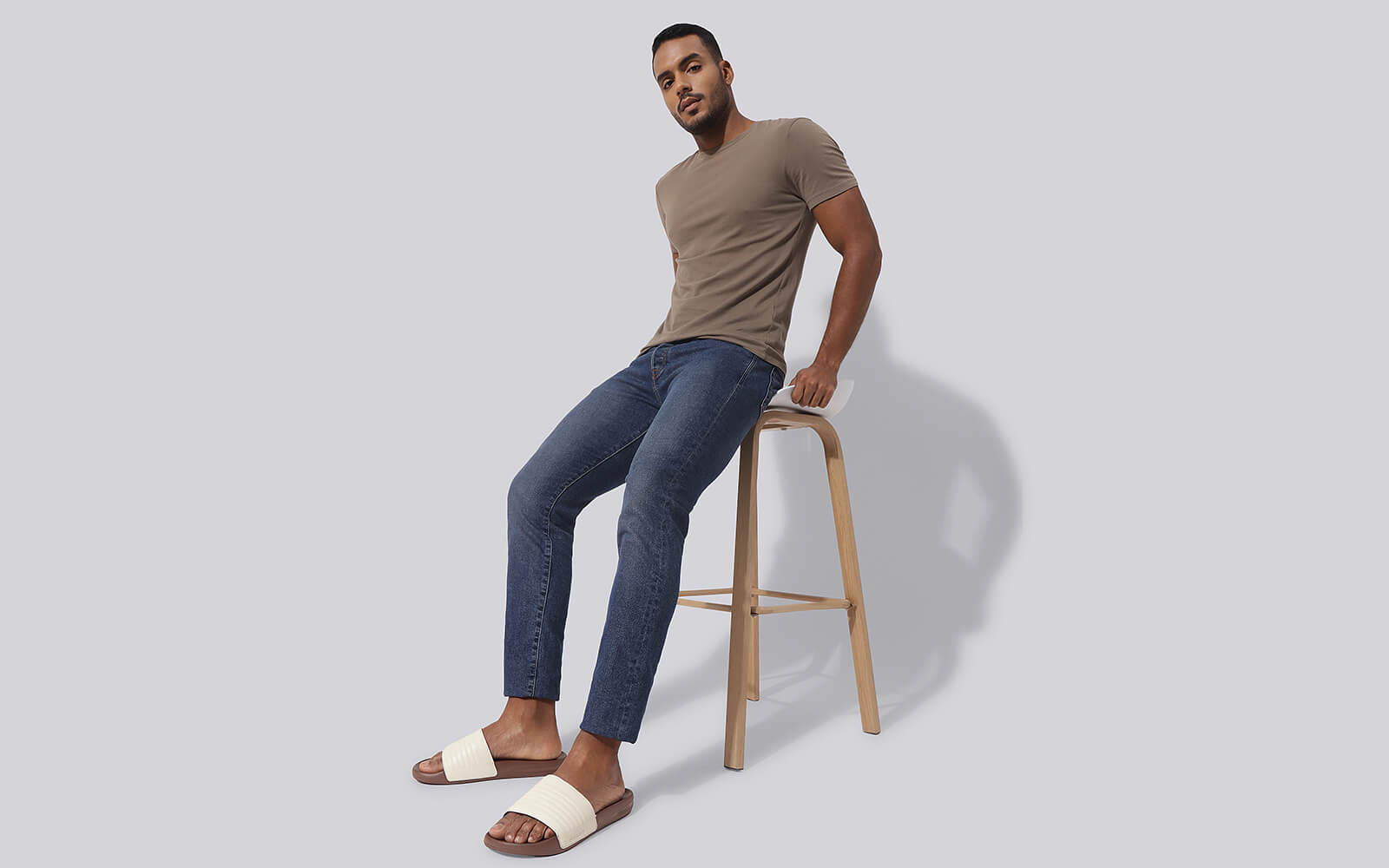 Neeman's FootBed Slides for Men : Ivory Brown - view 9