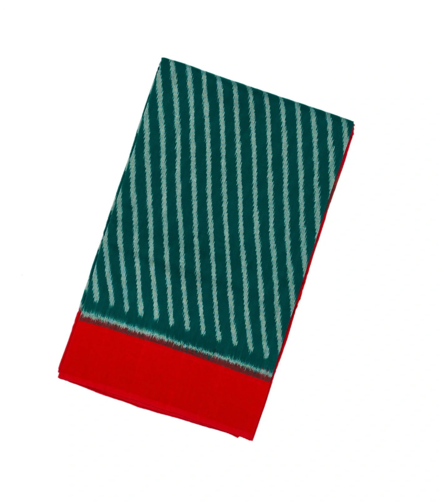 RmKV Sea Green Handloom Orissa Cotton Saree With Tie & Dye Stripes