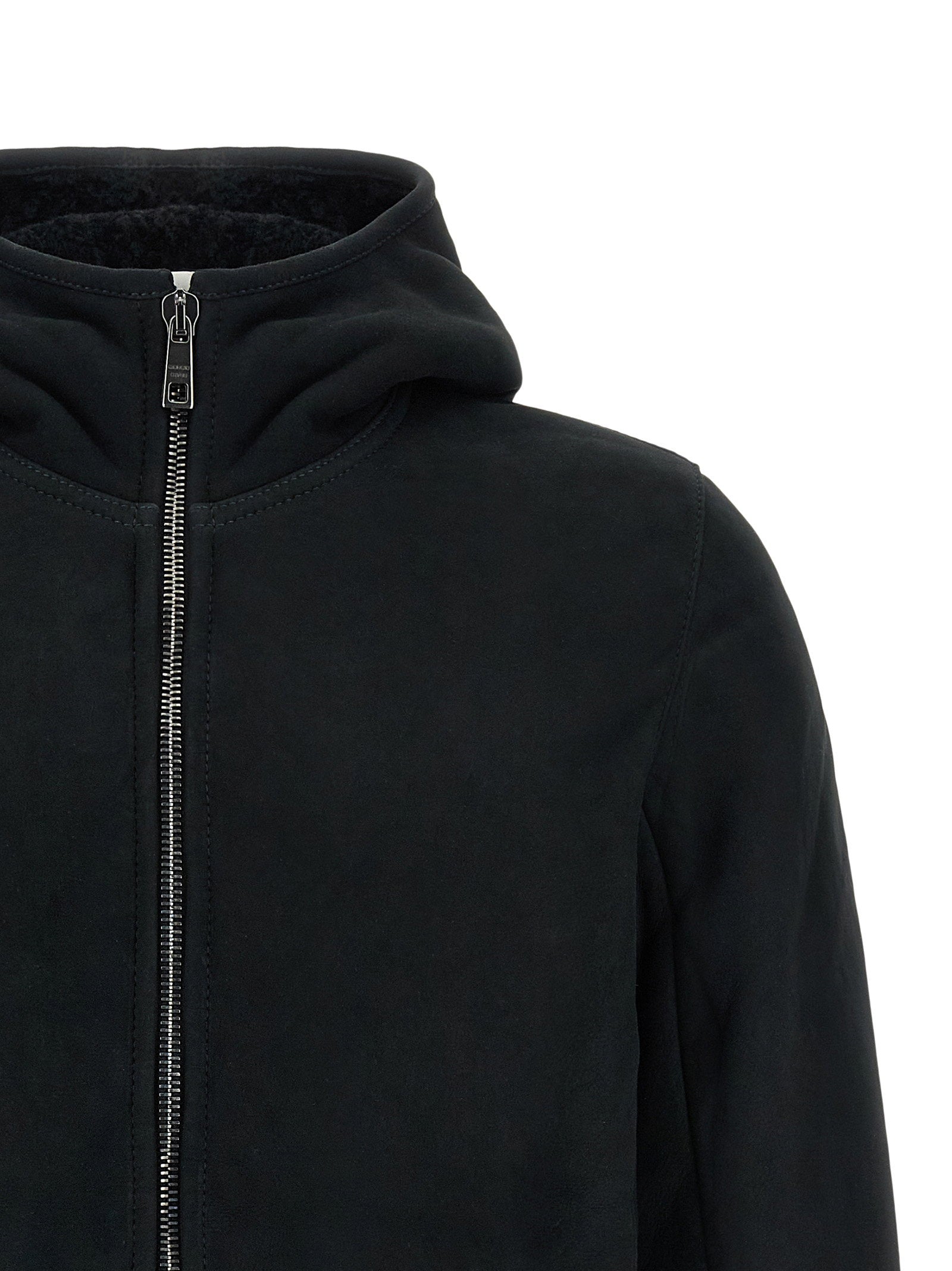 Giorgio Brato Velour Leather Hoodie - view 3