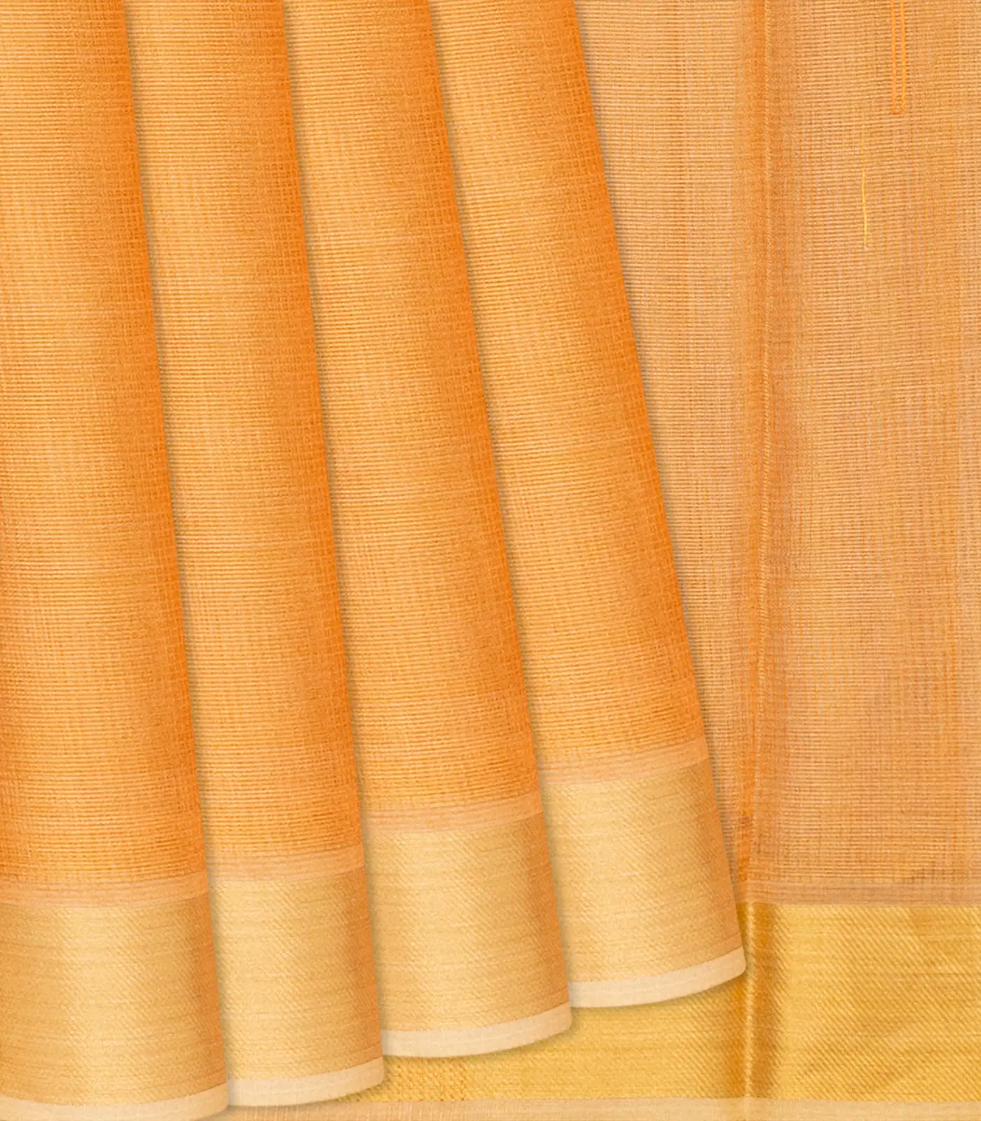 RmKV Orange Blended Tussar Tissue Saree With Zari Border-Orange