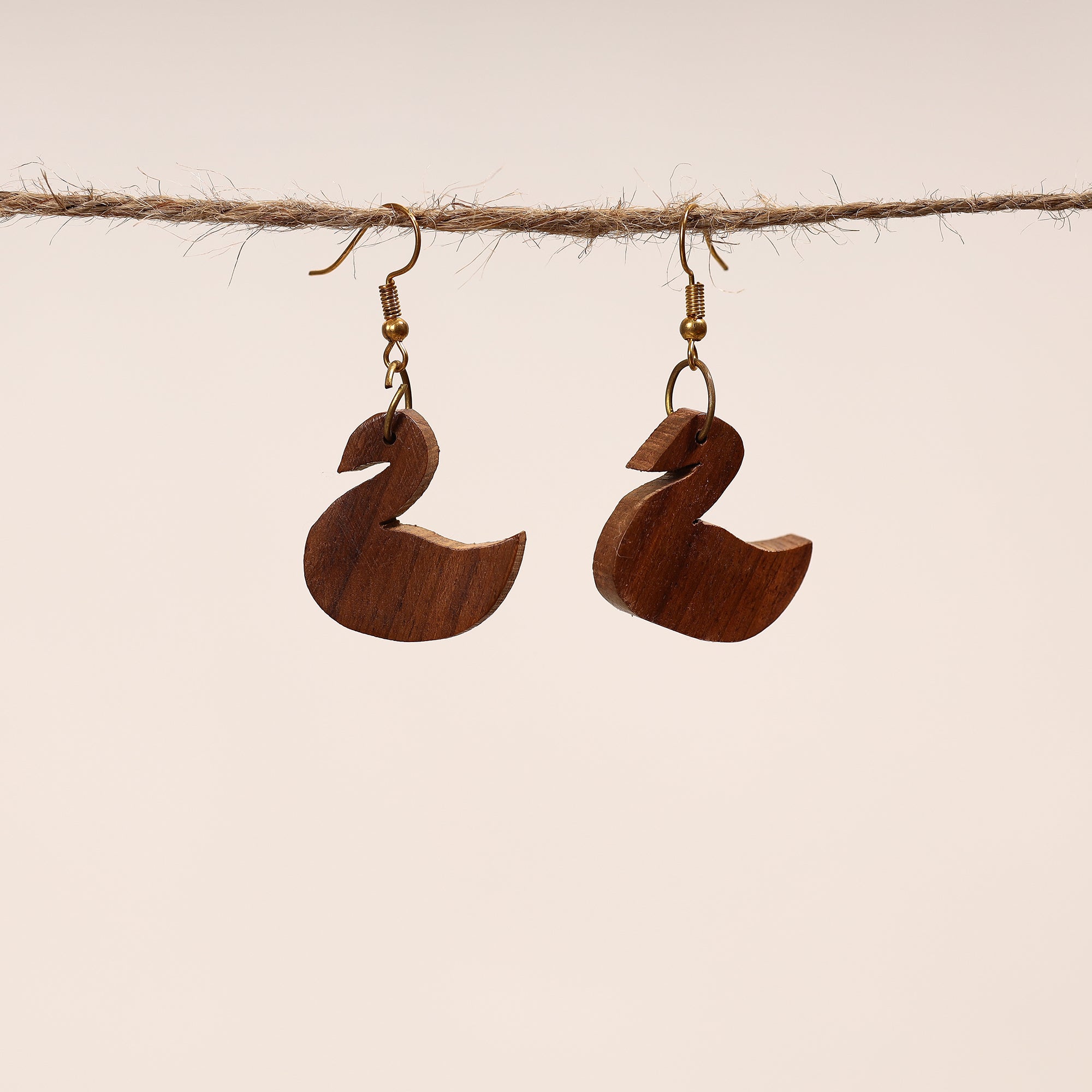 ITOKRI CRAFTS INITIATIVE Bijnor Hand Carved Sheesham Wood Earrings