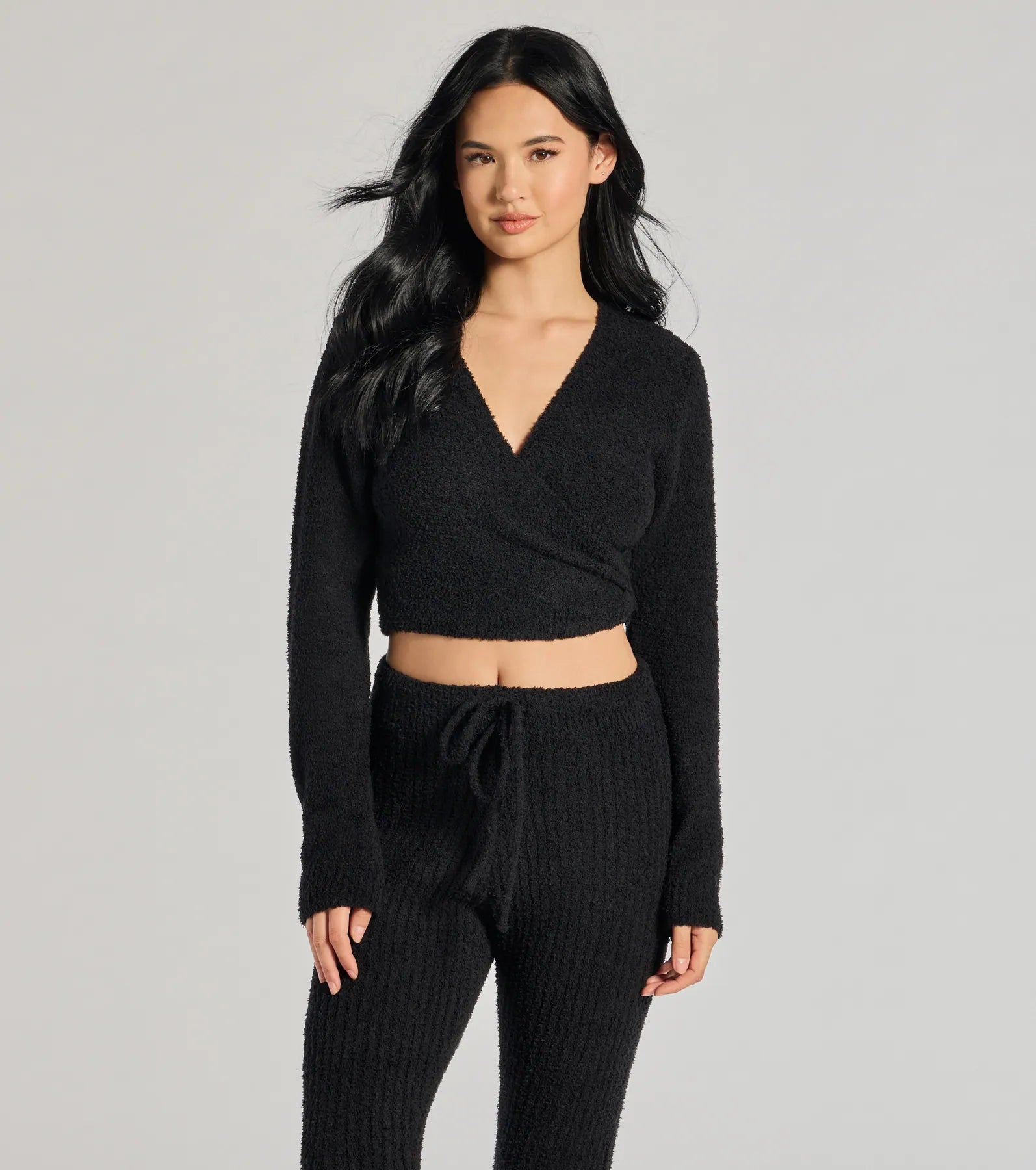Windsor Cozy Life Chenille Knit Wrap-Front Crop Top - view 5