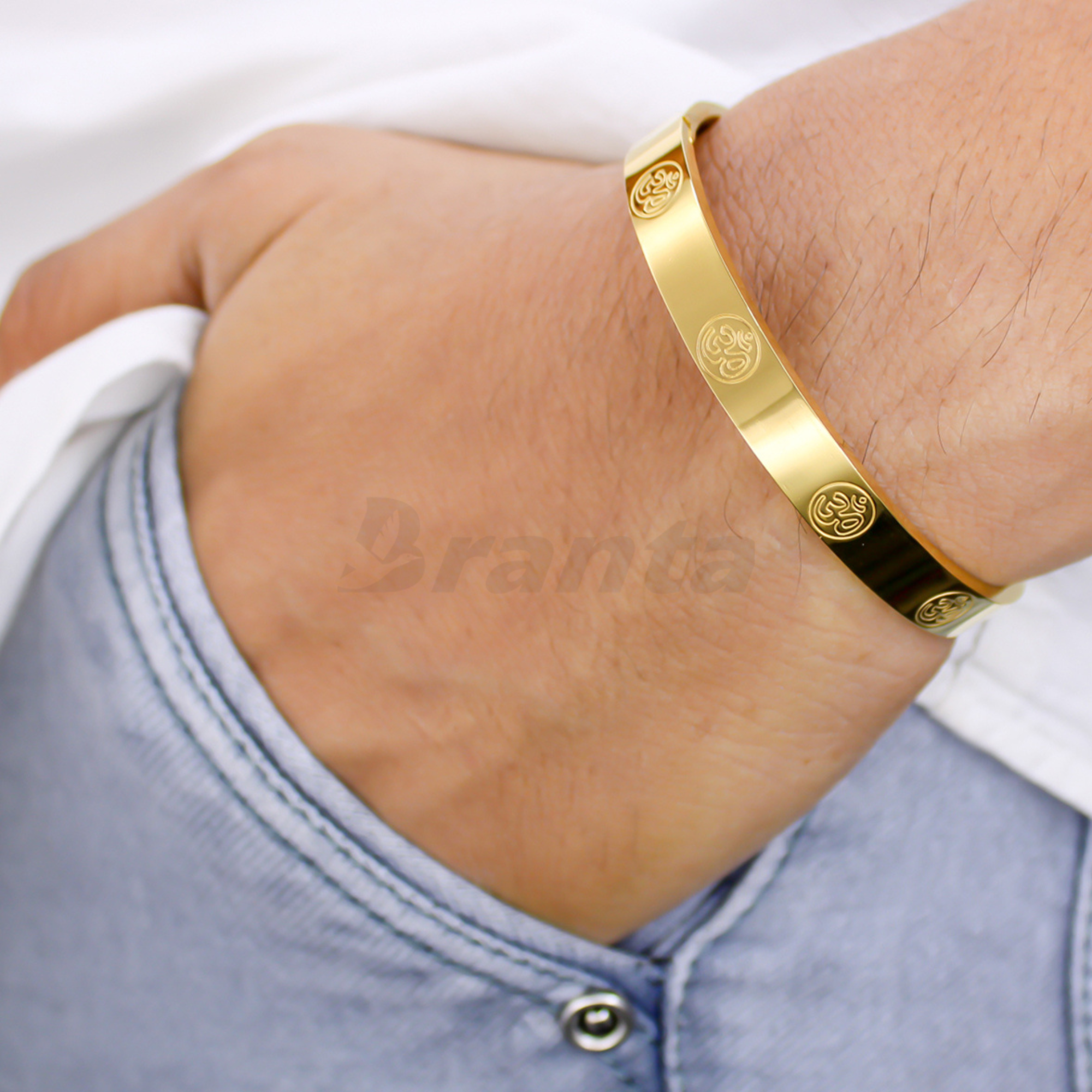Branta Stunning Om Men's Gold Bracelet - view 2