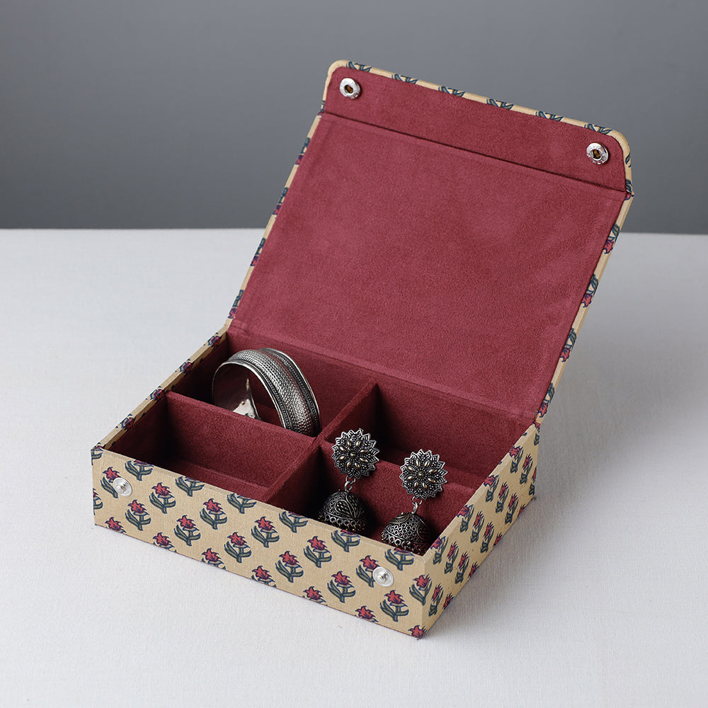 SUKRITI INPRINT Beige - Floral Printed Handcrafted Jewelry Box (7 x 5 in) - view 2