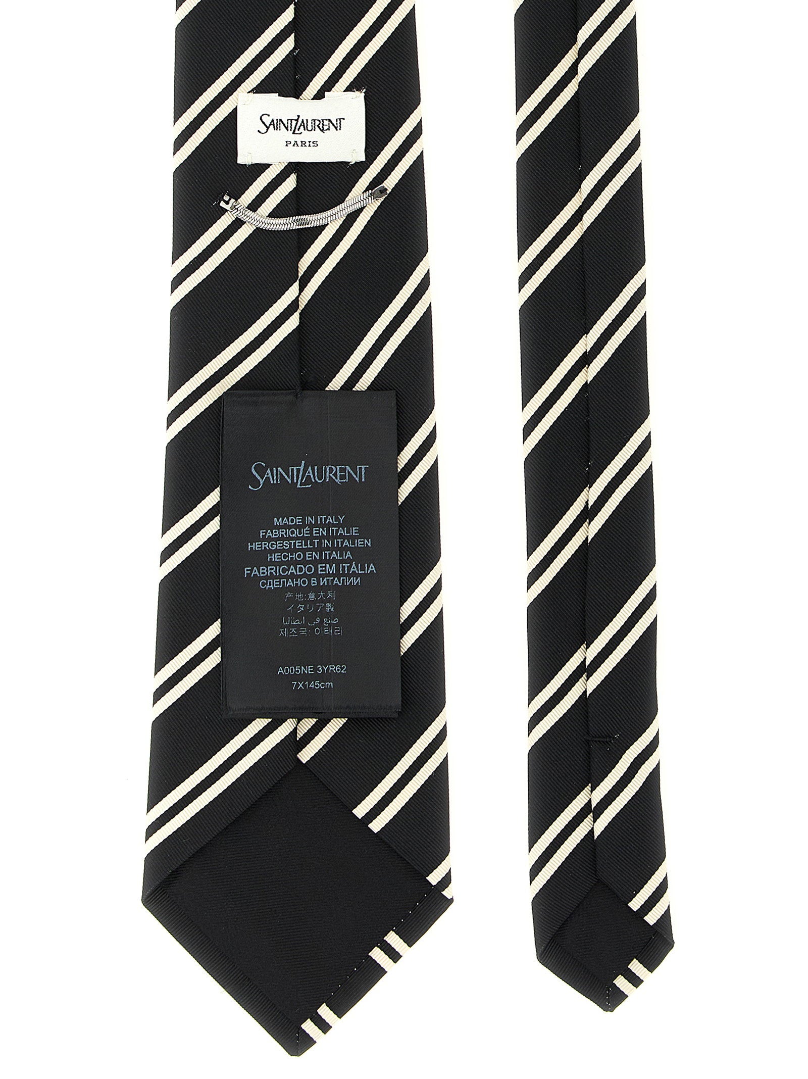 Saint Laurent Striped Tie – 69% silk, 31% cotton - view 2