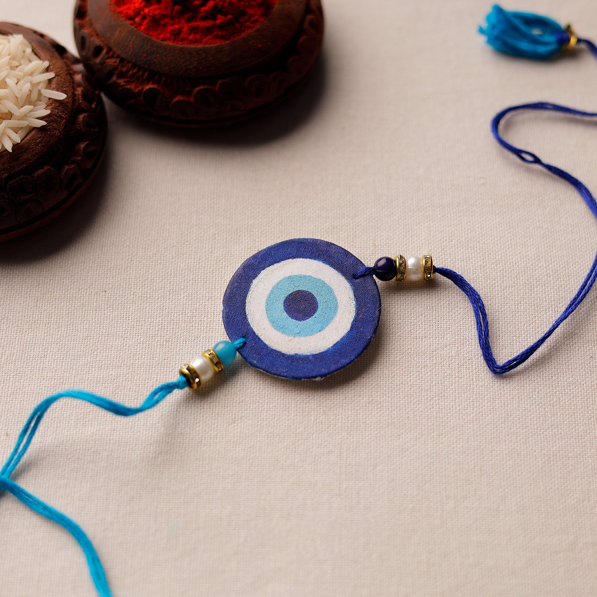 KHUSHBASH - HAPPY LOOM OF EAST Bishnupur Handpainted Fabric Rakhi 16