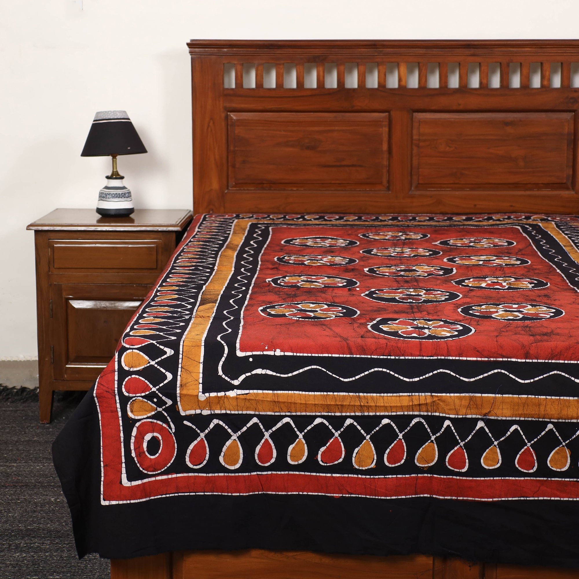 KACHCHH JI CHHAAP Black - Hand Batik Printed Cotton Single Bed Cover (96 x 59 in) 10