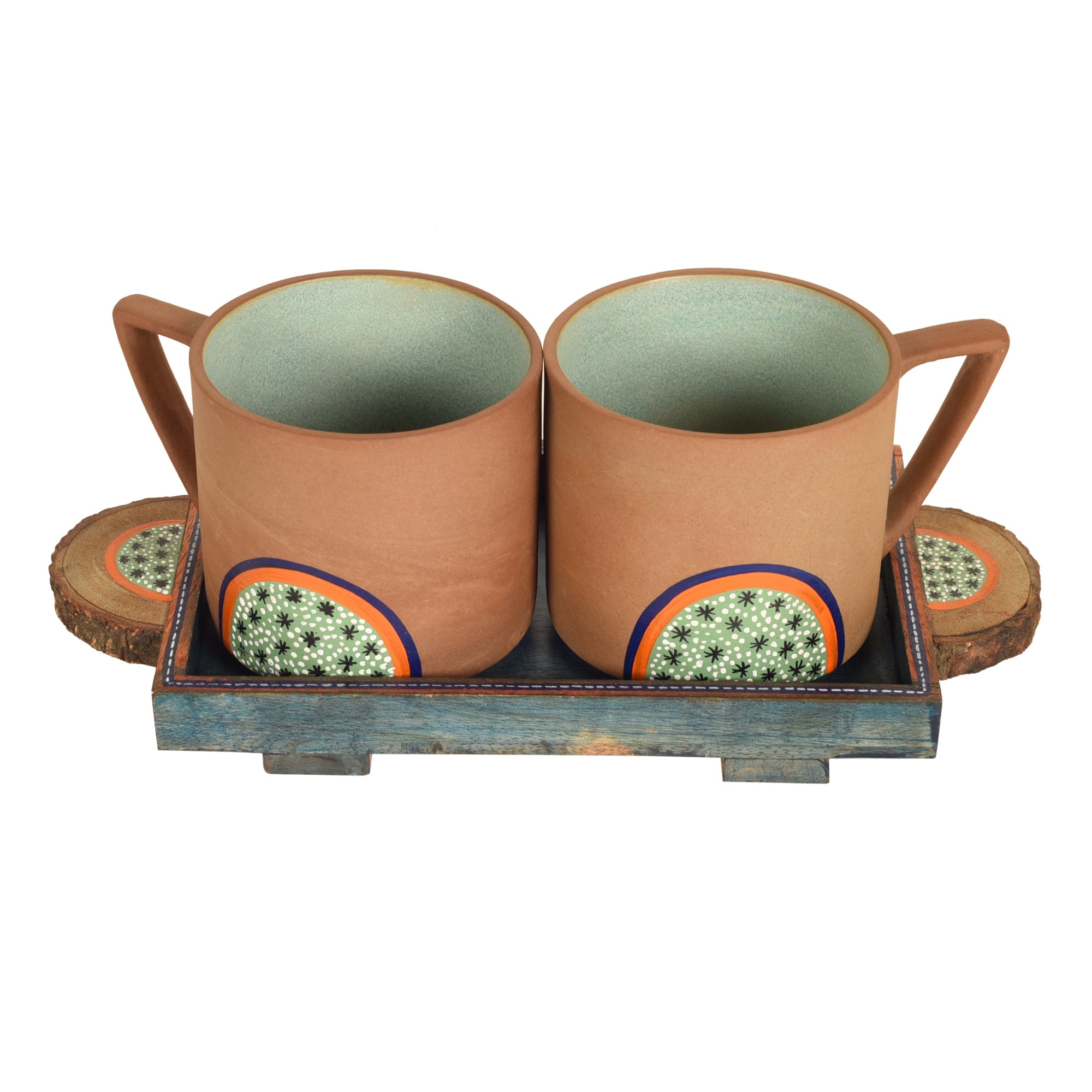 ART CREATIONS BY SUMAN SONTHALIA Brown - Desert Sand Breakfast Cups and Tray (Set of 3) - view 2