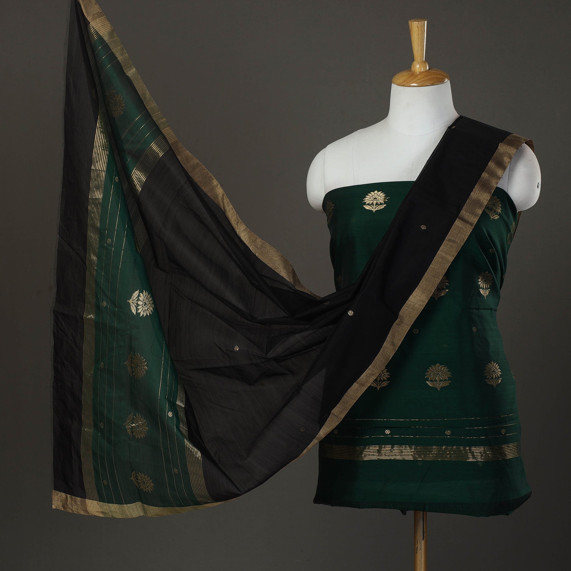 CHANDERI BY RAUPH KHAN 2pc Zari Buti Handloom Chanderi Silk Dress Material 10
