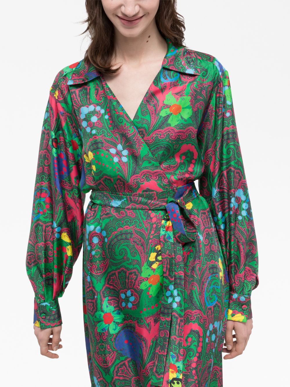Az Factory Pre Paisley print long wrap dress – 100% silk - view 2
