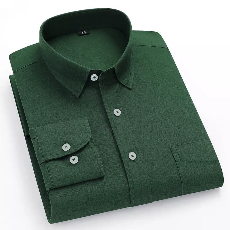 BlackTree Plain Cotton Blend Solid Shirts (Bottle Green)