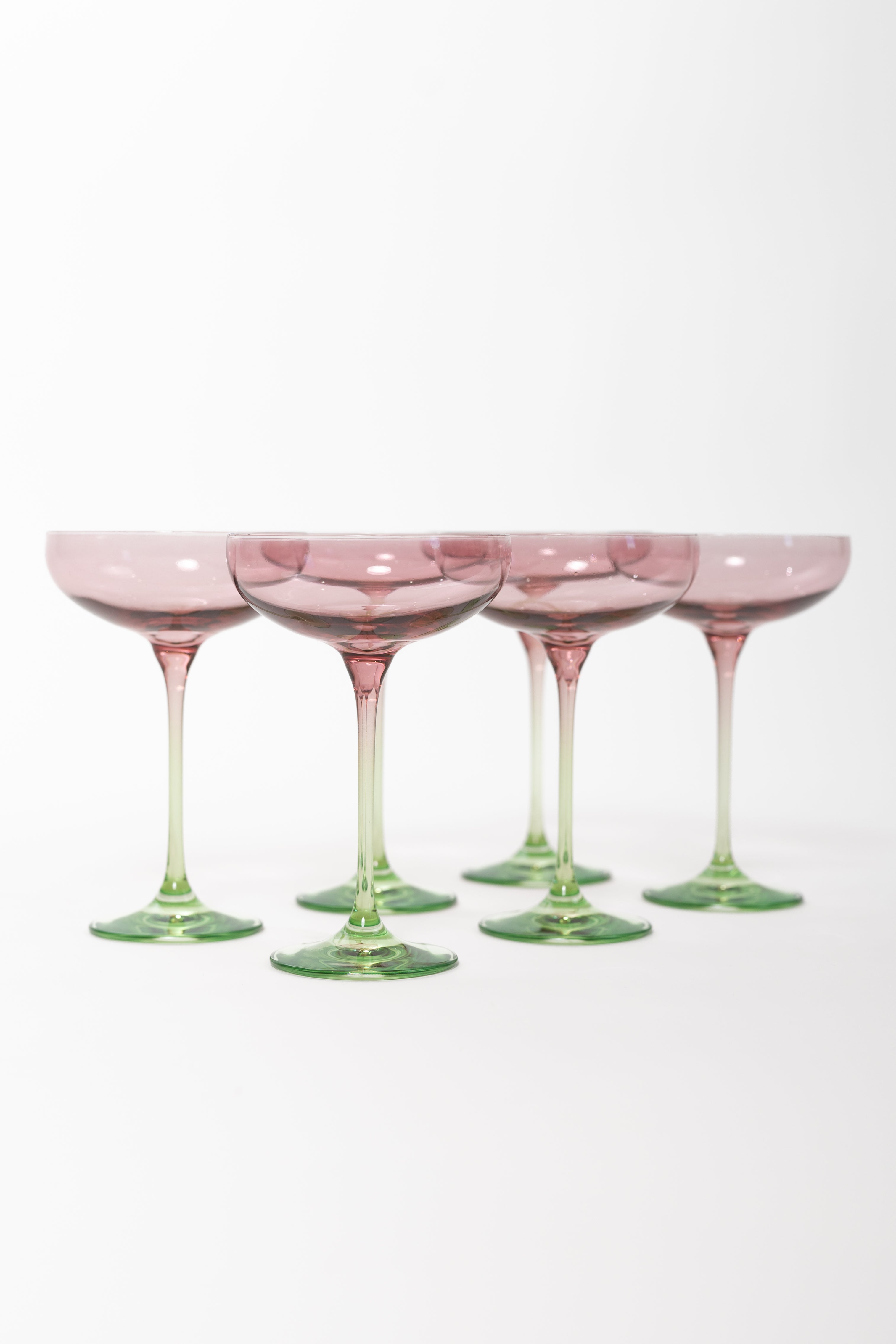 Estelle Colored Glass Estelle Colored Champagne Coupe - Set of 6 {Colorblock: Rose + Mint Green} - view 2