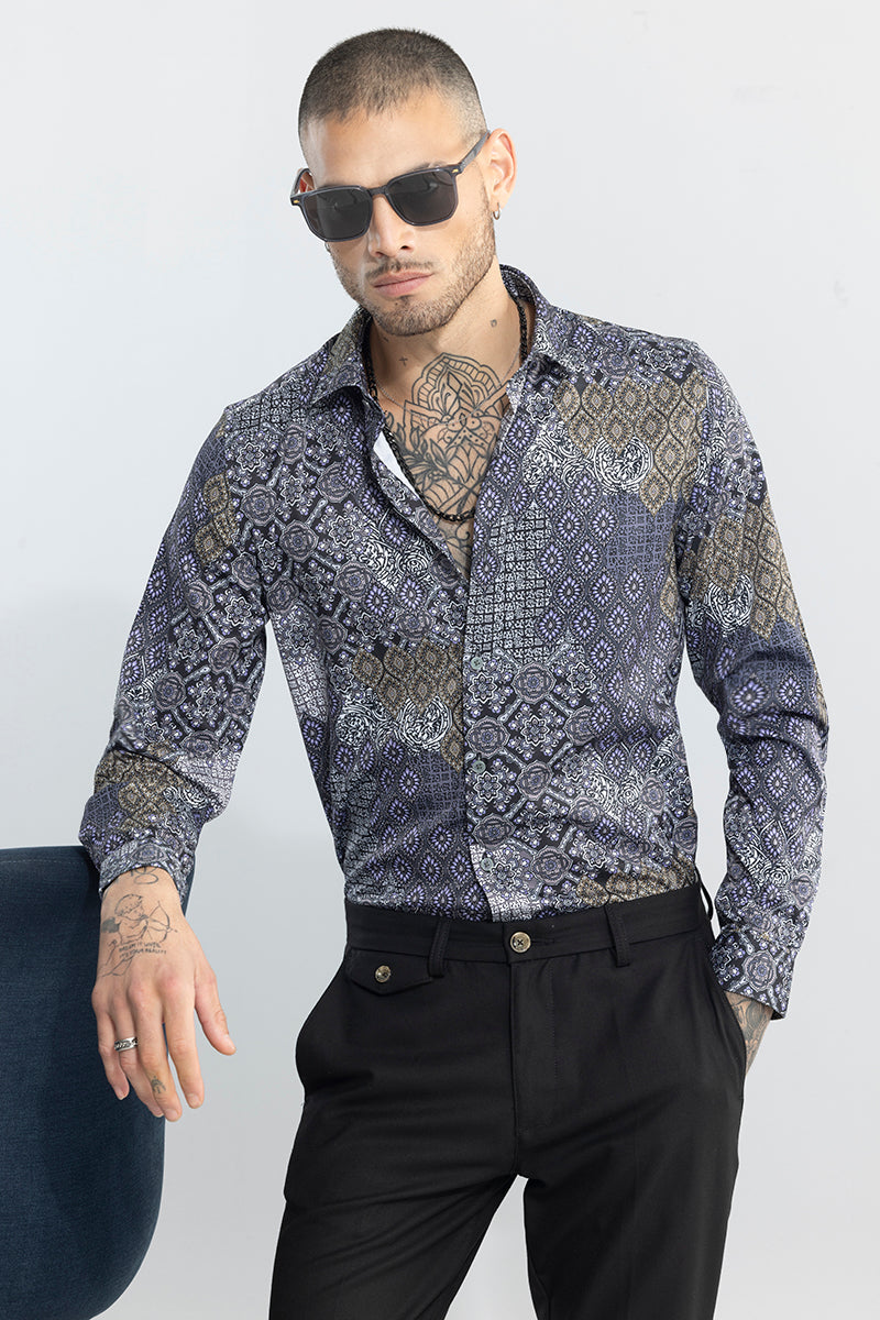SNITCH Multi Motif Grey Shirt