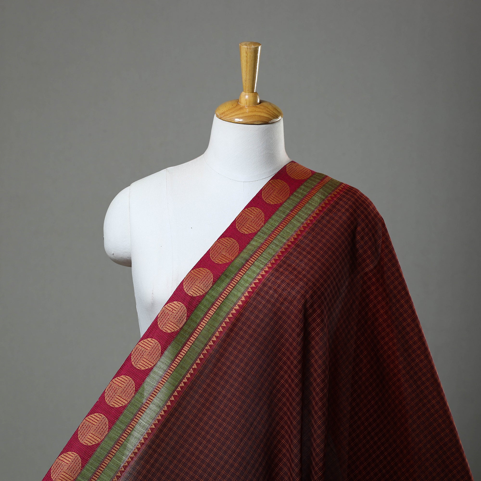 SOUTH KARGHA Brown - Cotton Kanchipuram Fabric with Thread Border 35