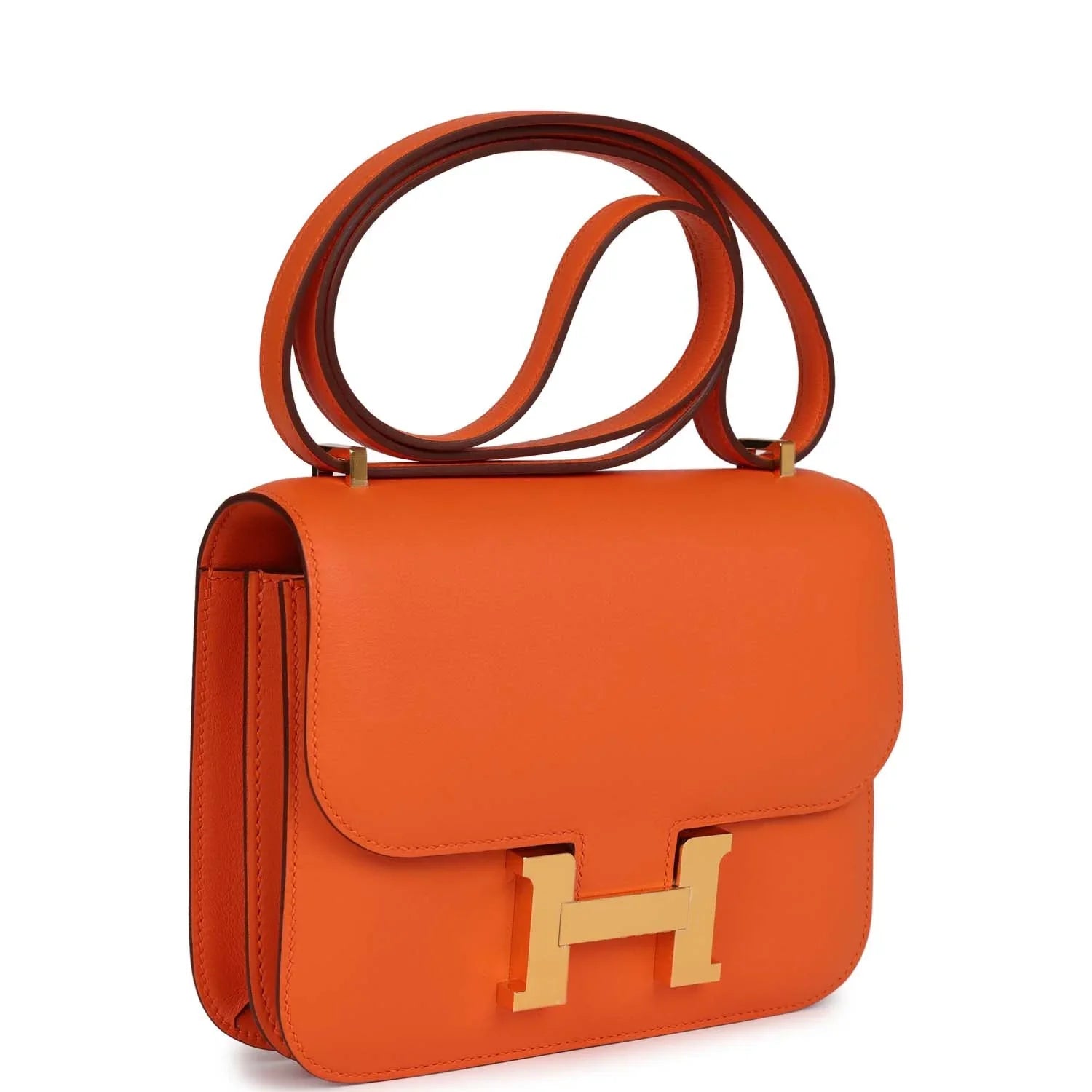 Cop Underdog Hermès Constance 18 Orange Swift Gold Hardware - view 2