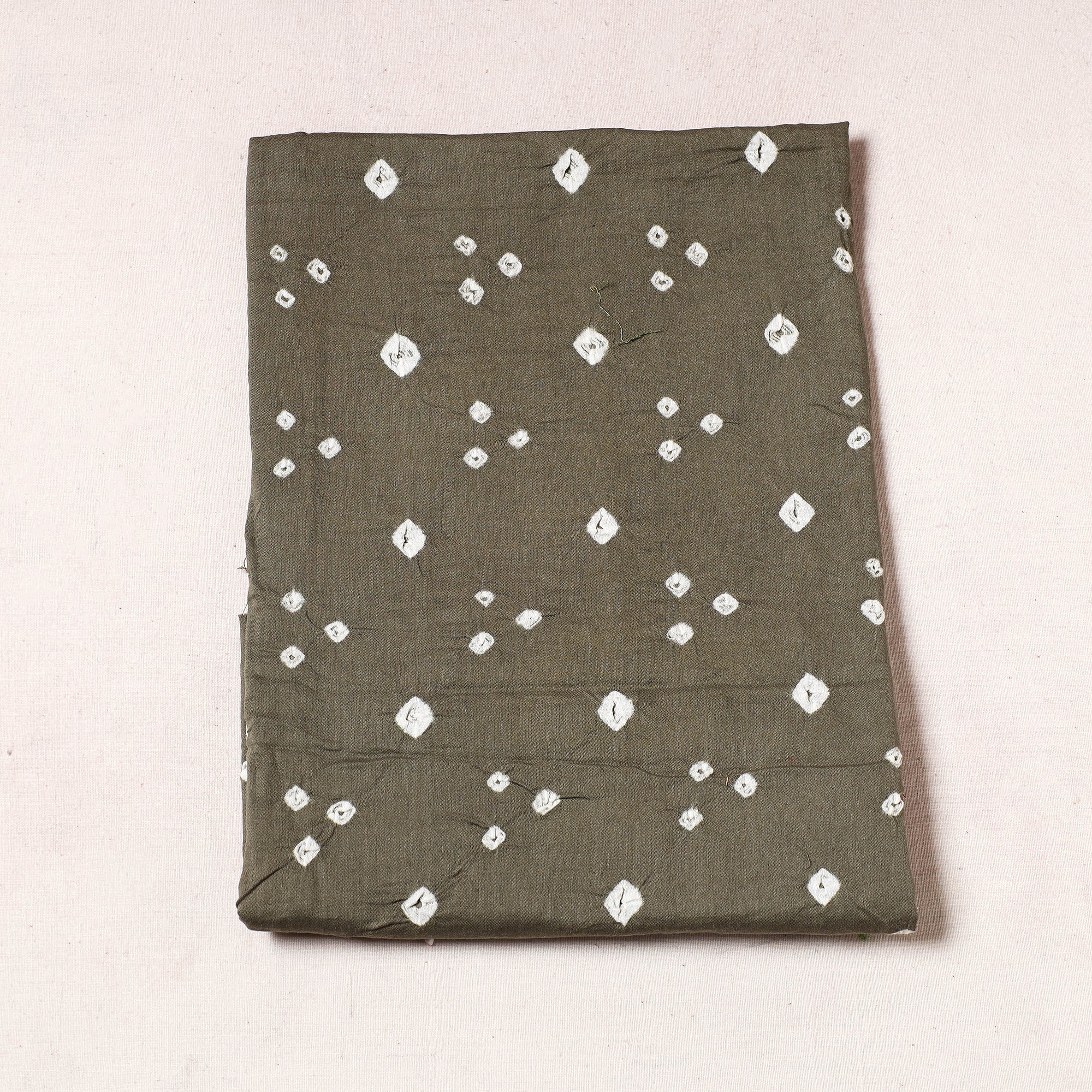 KACHCHH JI CHHAAP Brown - Kutch Bandhani Tie-Dye Satin Cotton Precut Fabric (0.9 Meter)