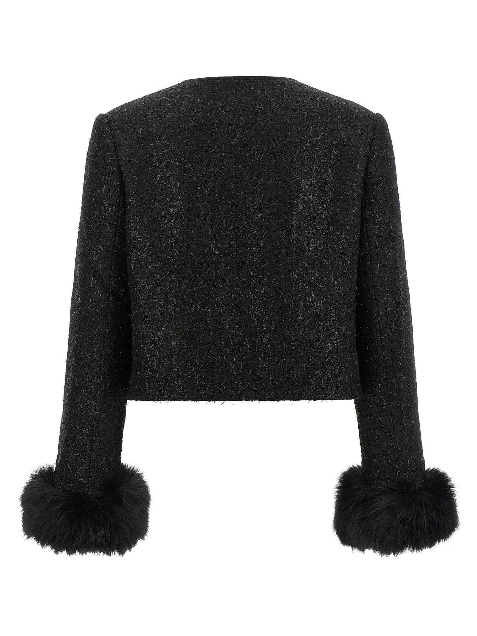 Self-Portrait Bouclé Fur Jacket - view 2