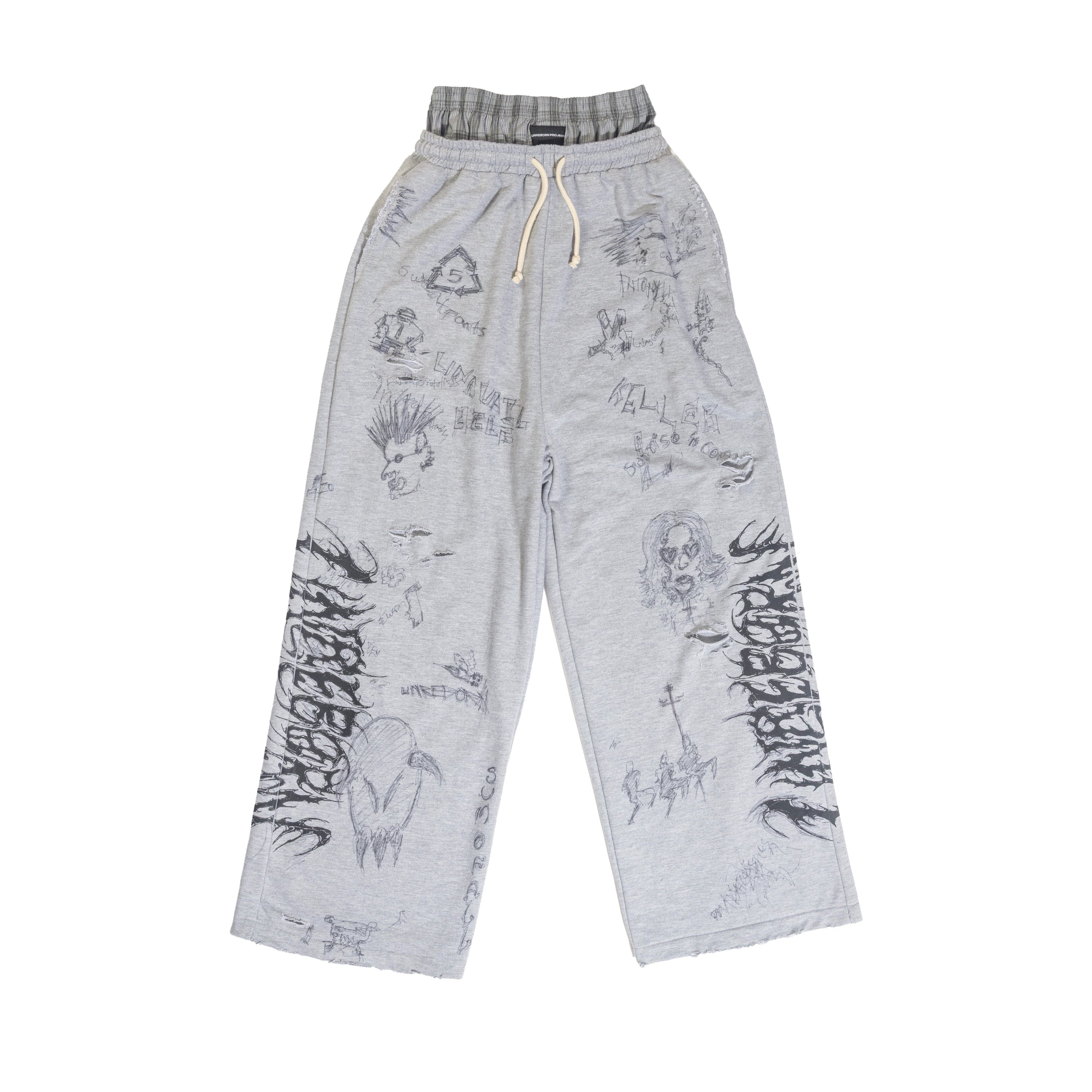 Grey melange graffiti – Unreborn Project Boxer Sweatpants - Grey Melange (Graffiti version)