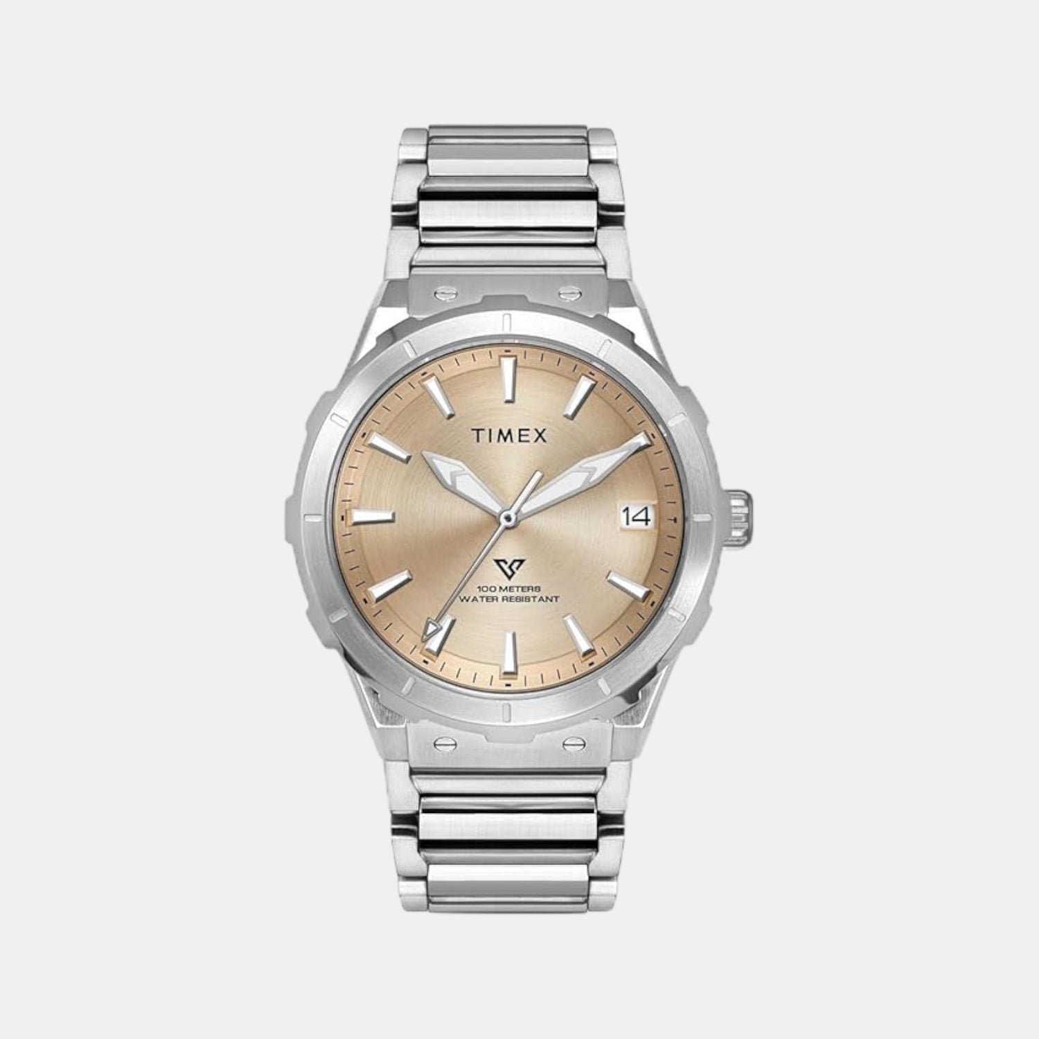 Timex E Class Men Quartz Champagne Dial Analog Stainless Steel Watch TWEG24803