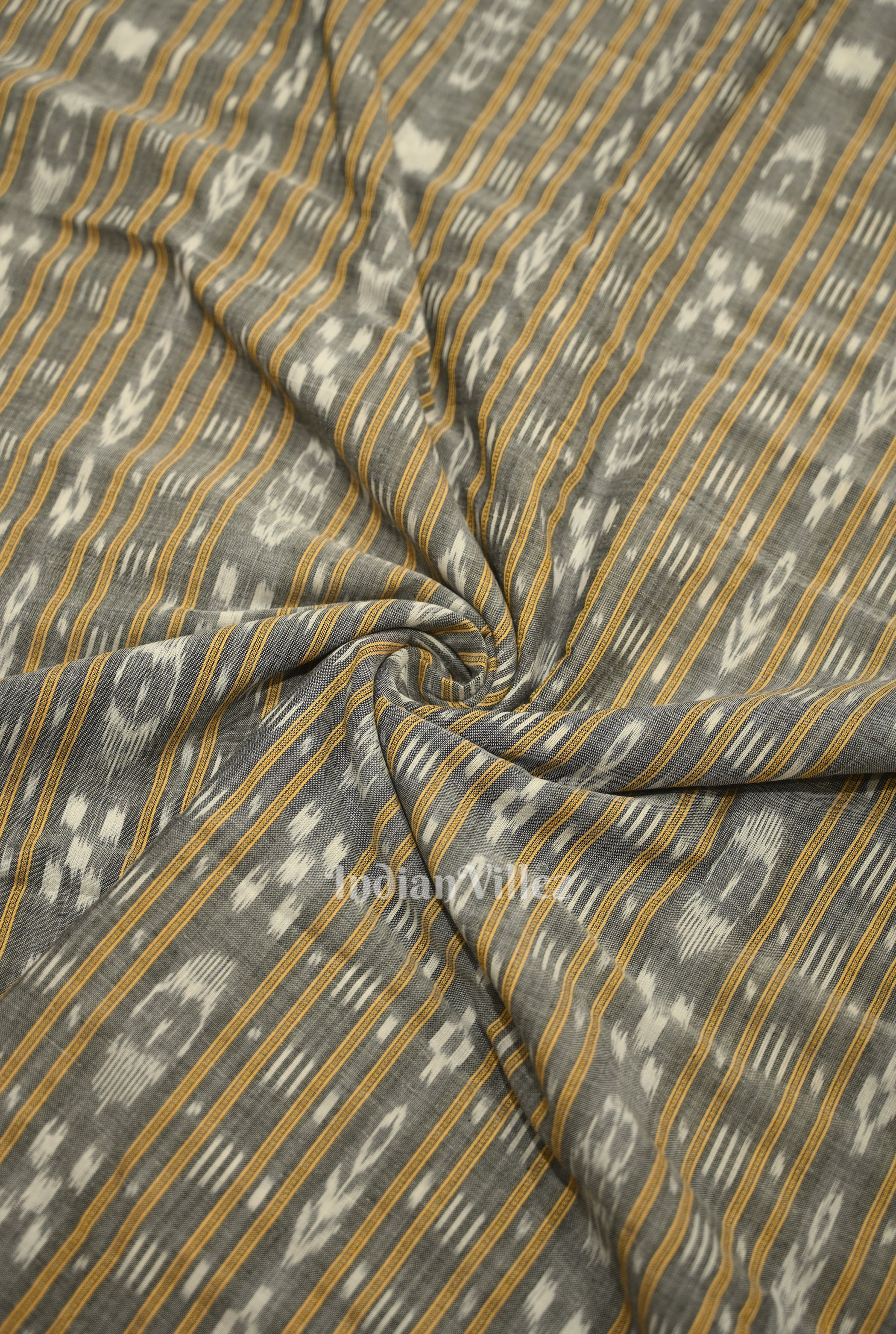 IndianVillèz Cement Gray Sambalpuri Odisha Ikat Cotton Fabric