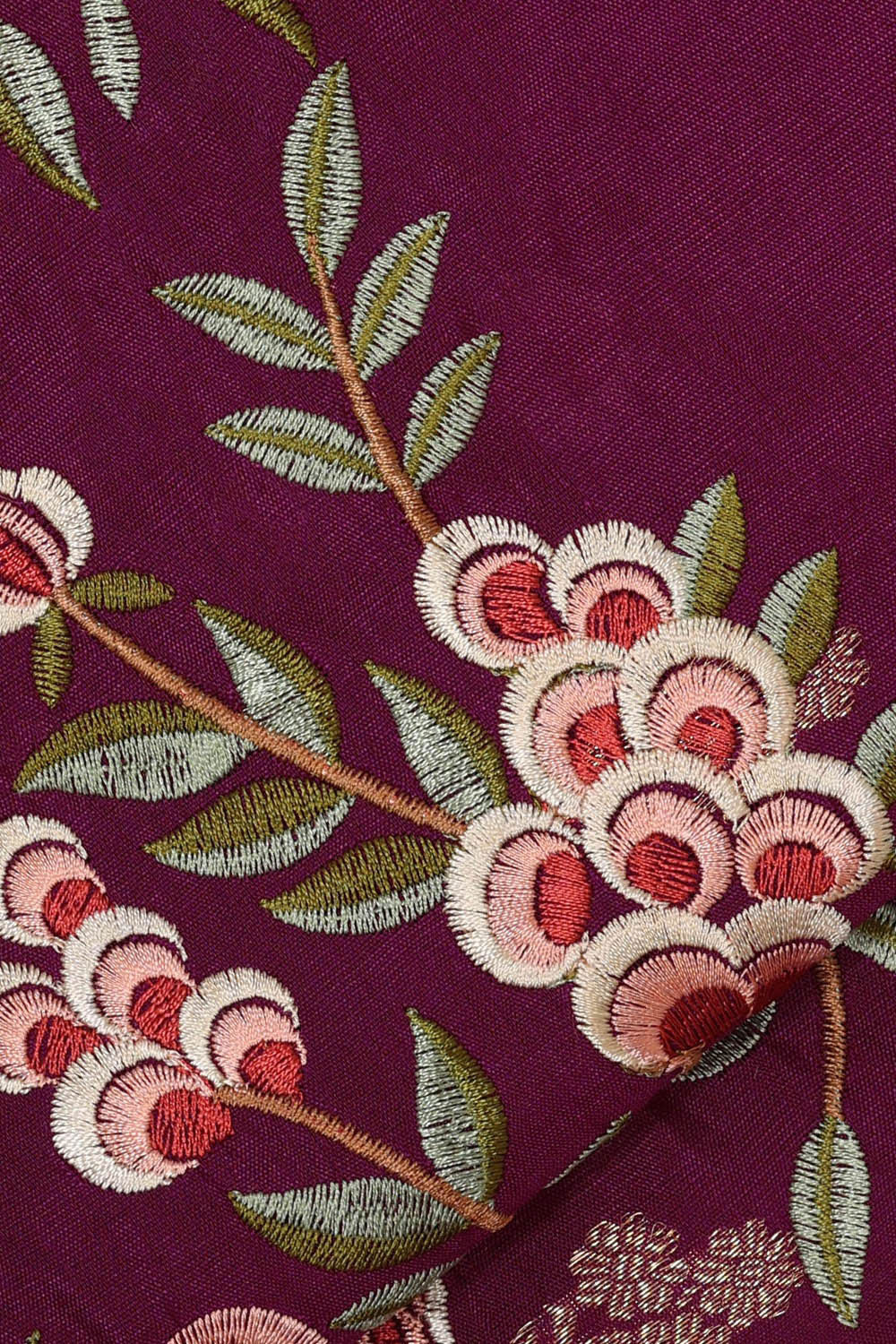 Kalanjali Kanchi Kora Deep Wine Brocade Saree - view 2
